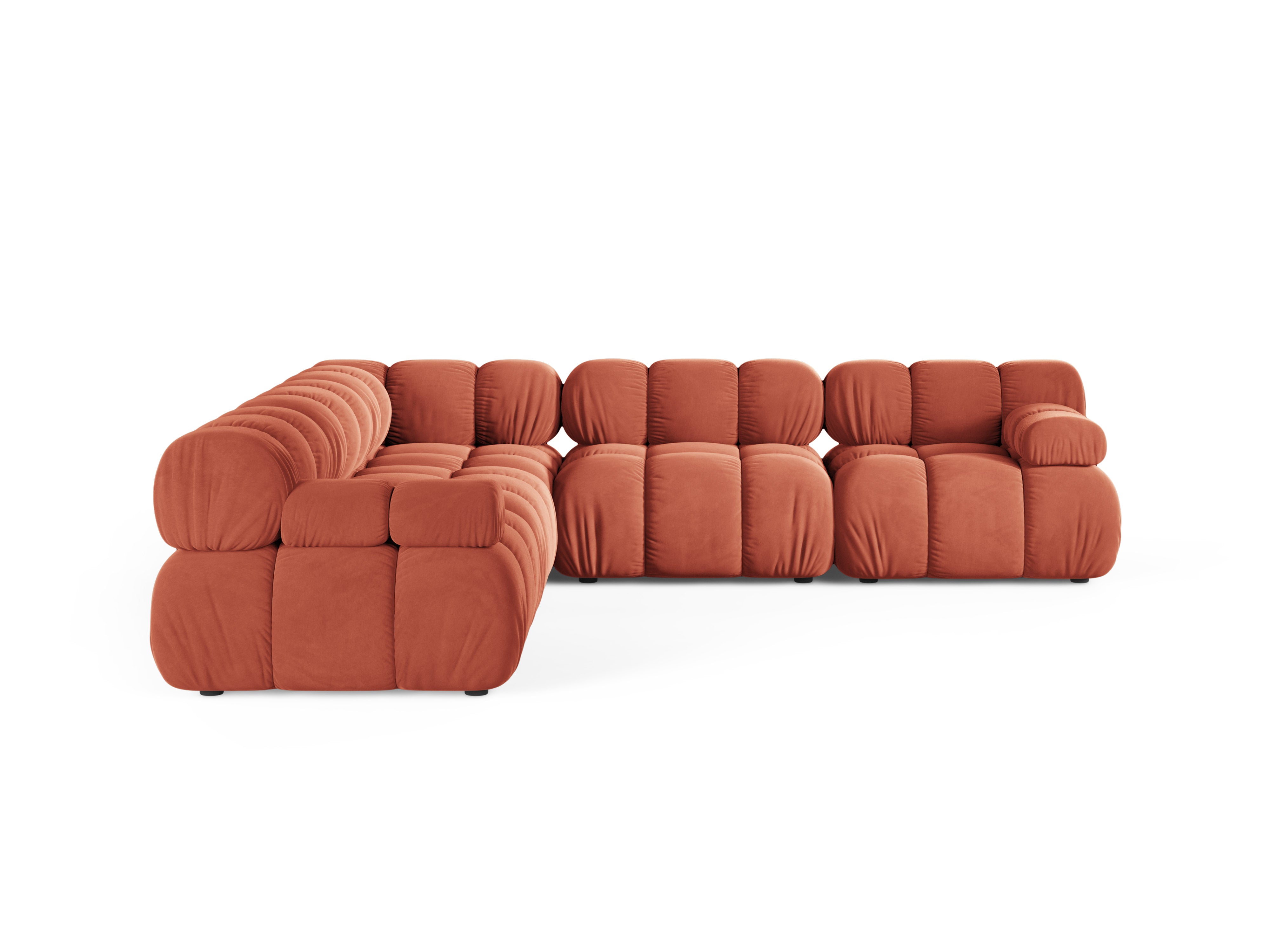 Symmetrische Eckcouch BELLIS in korallenfarbenem Velours