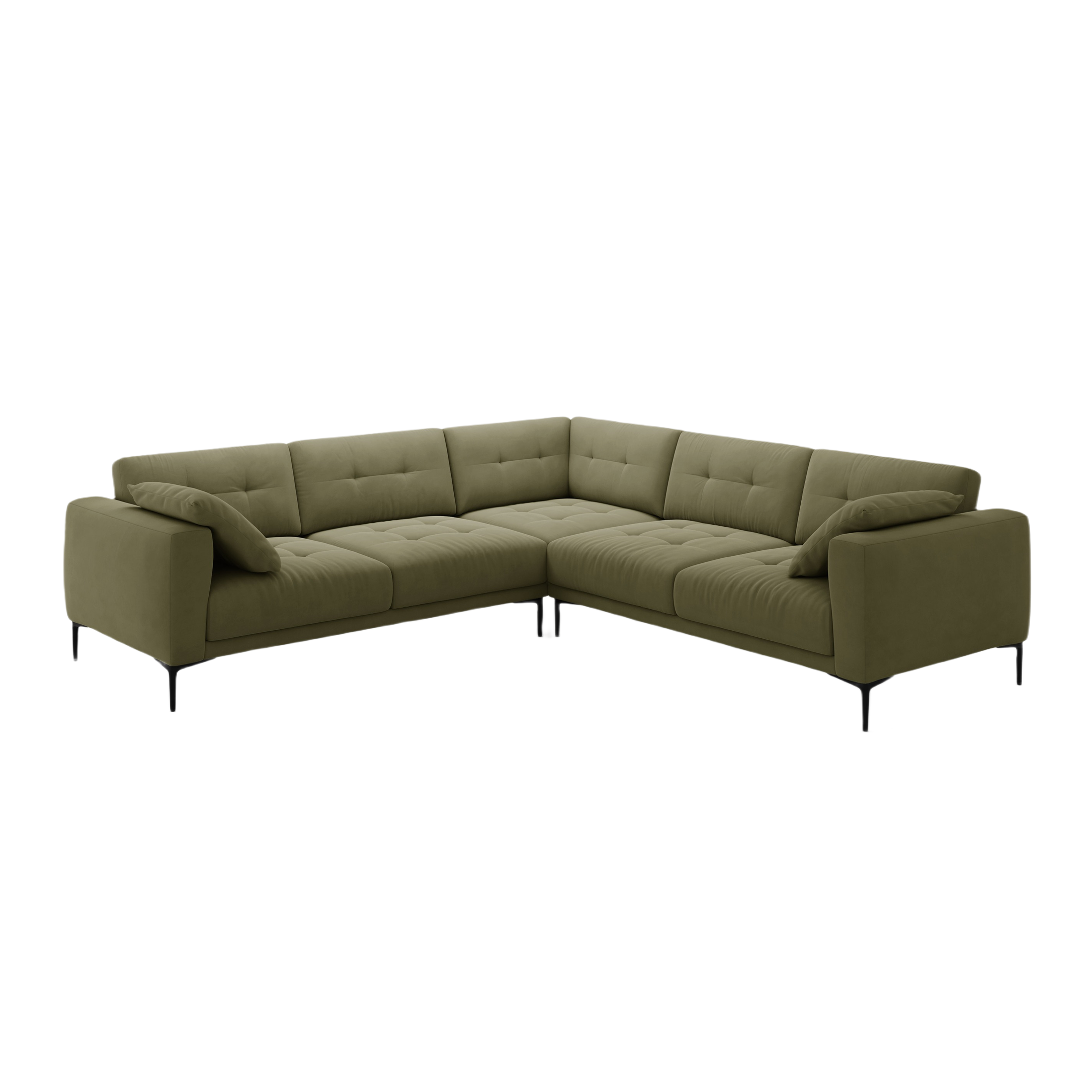 Symmetrical velvet corner sofa BEMY green