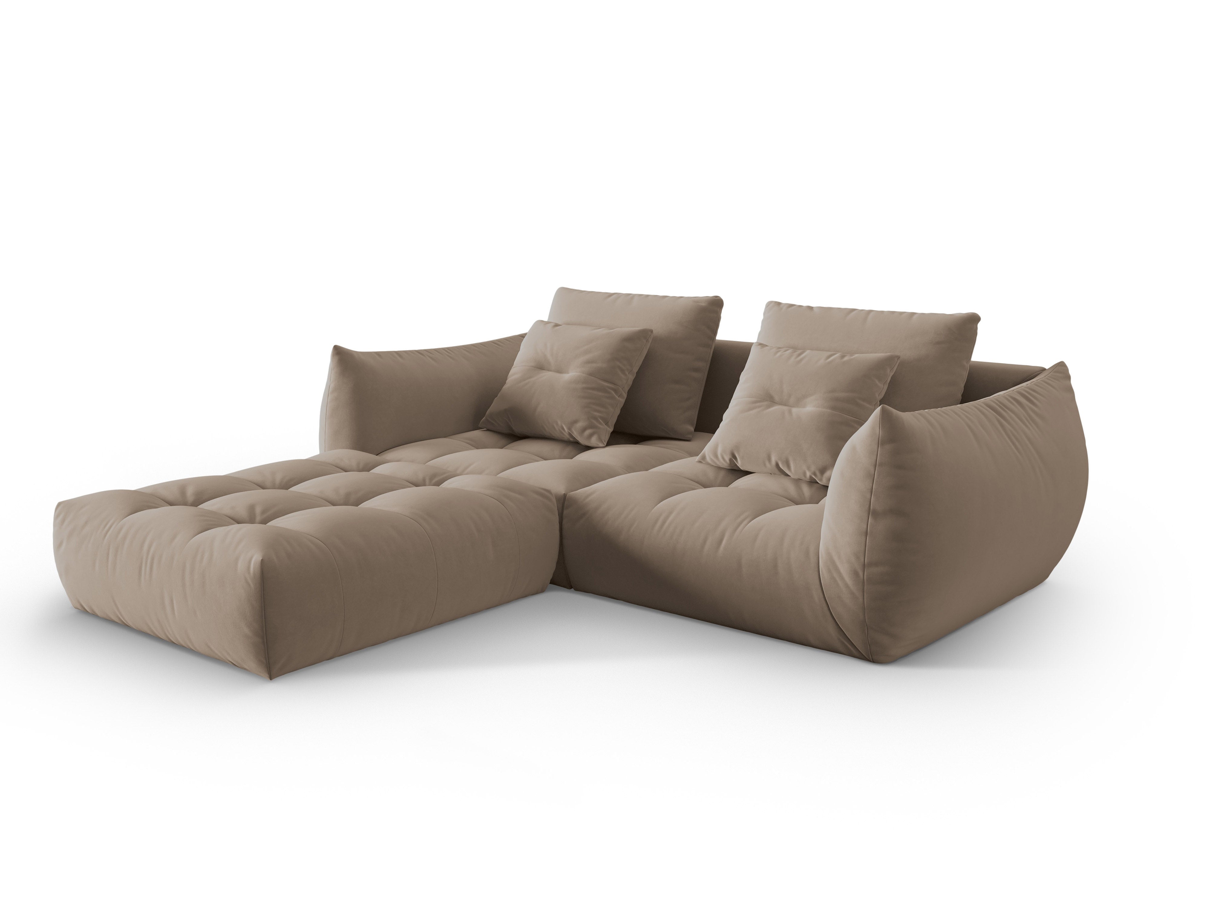 Modulares Samtsofa für 3 Personen BLOOM in Hellbraun