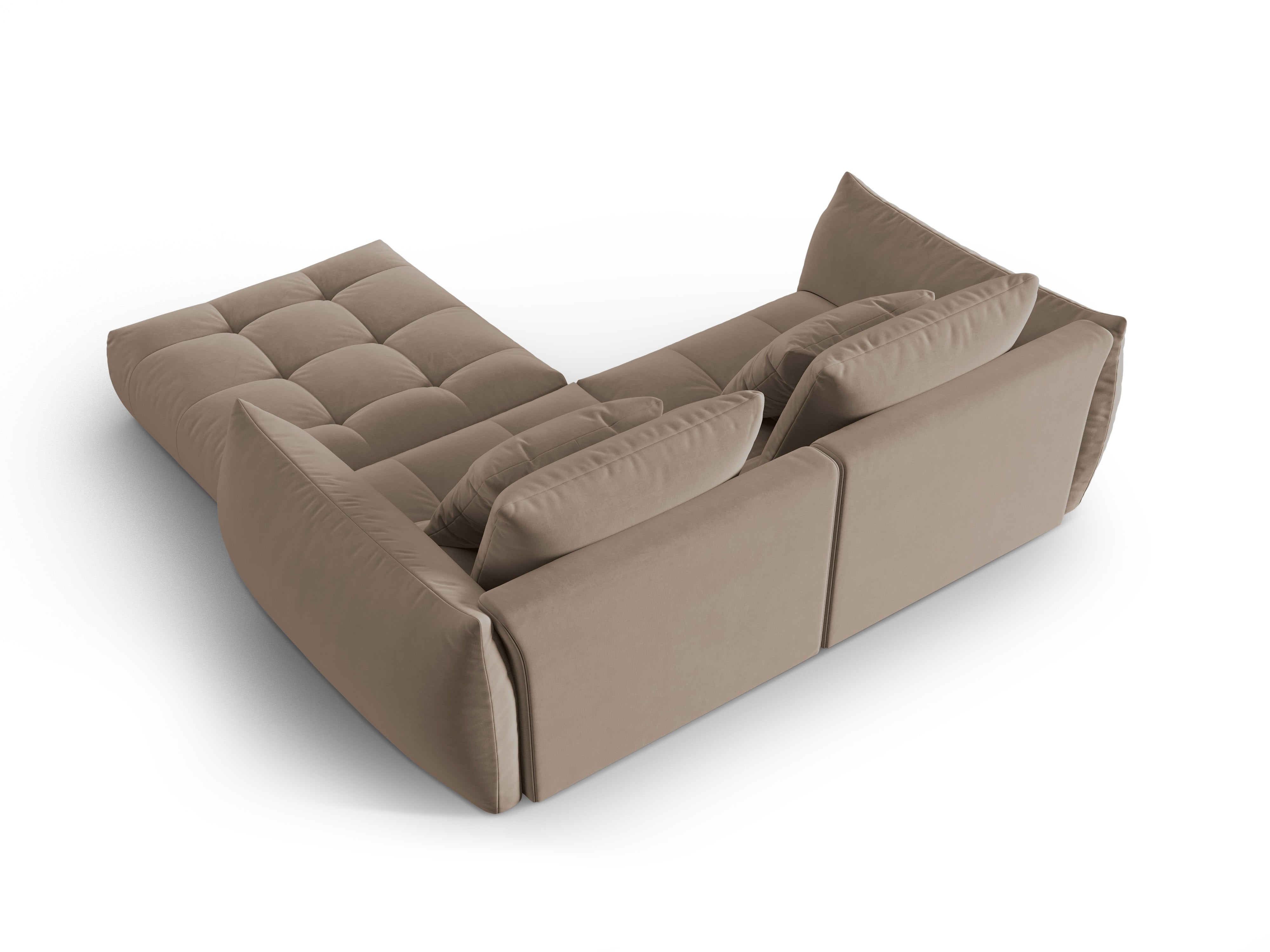 Modulares Samtsofa für 3 Personen BLOOM in Hellbraun