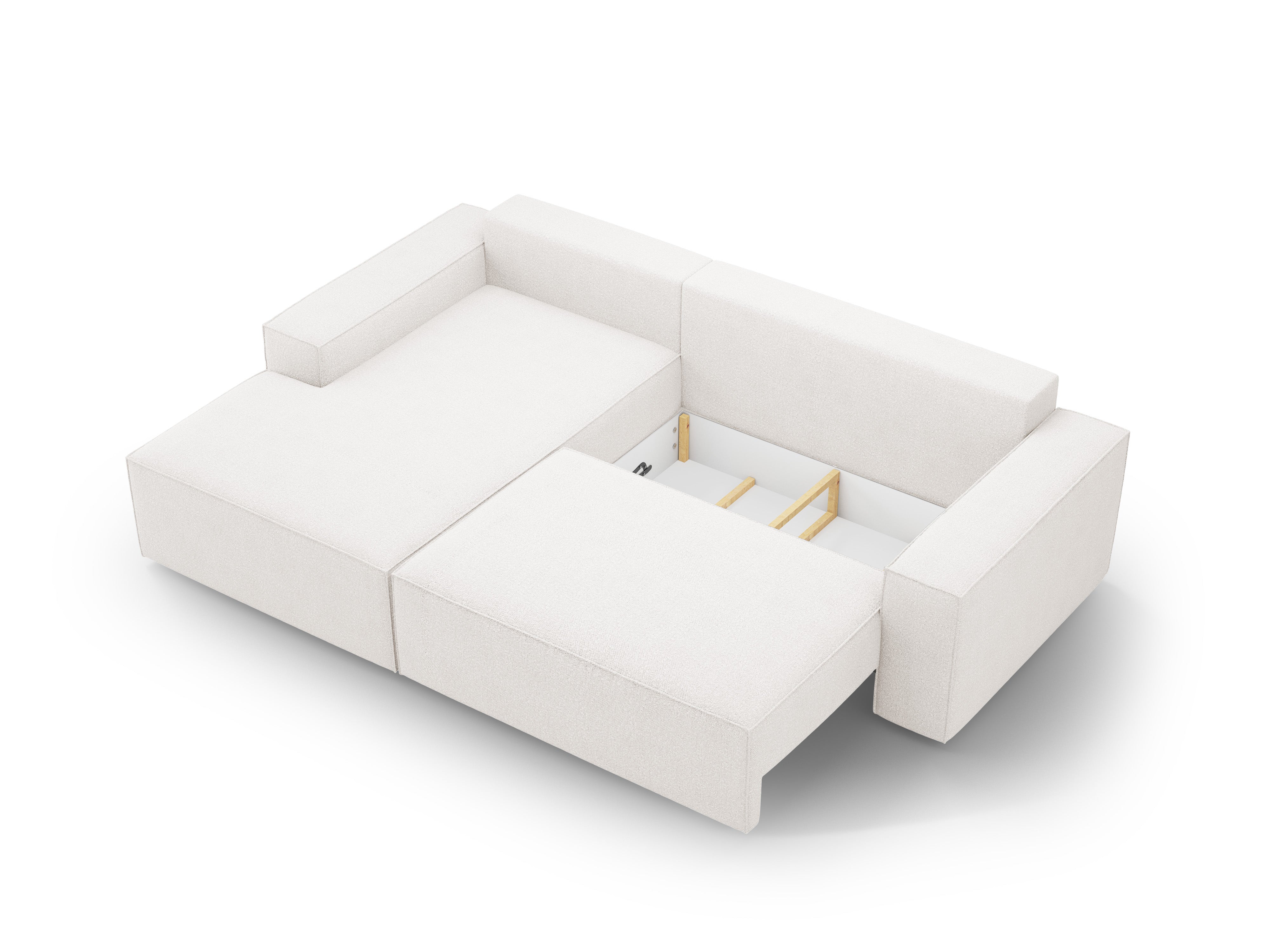 Ecksofa links mit Schlaffunktion JODIE weiß Boucle