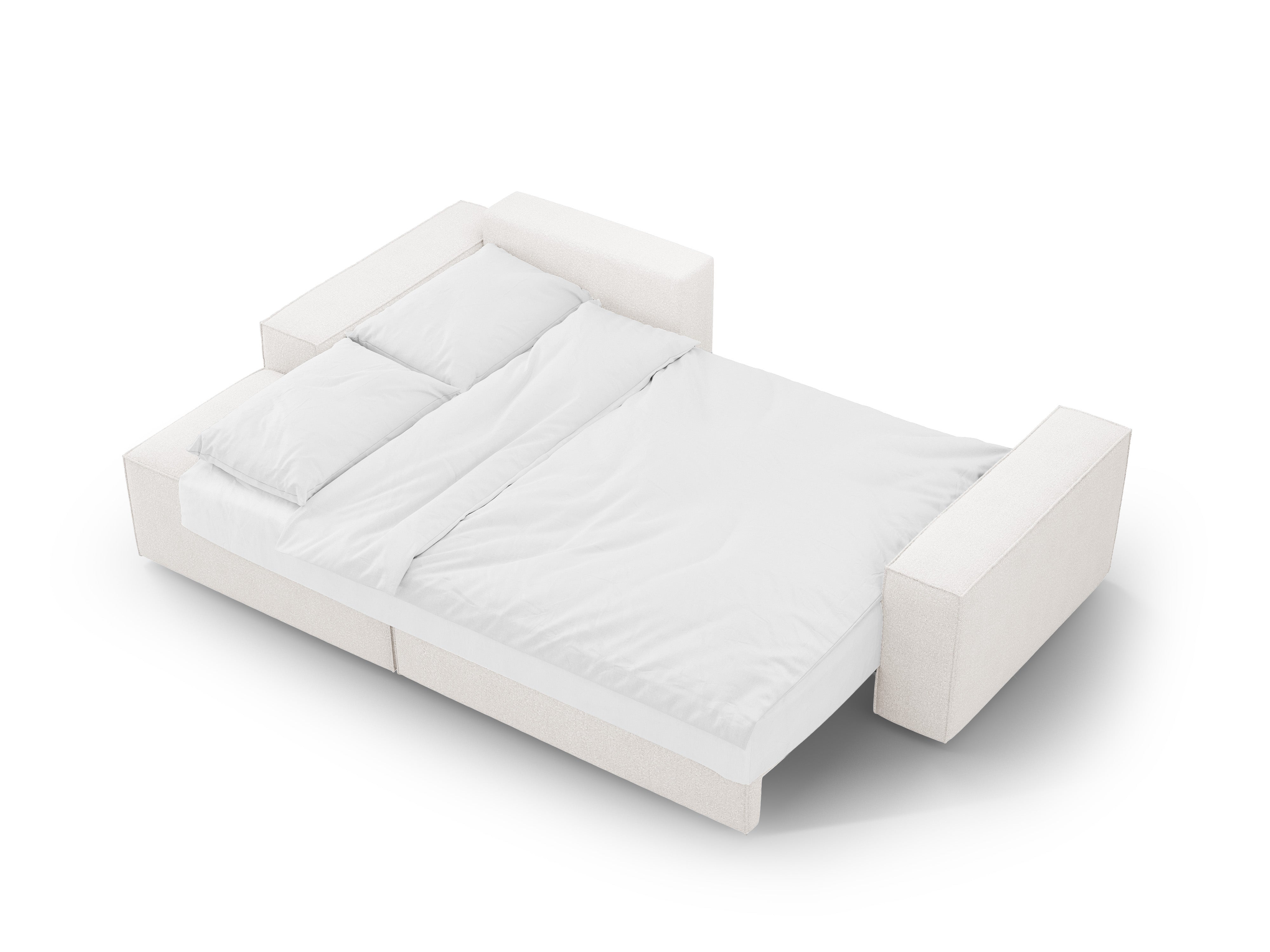 Ecksofa links mit Schlaffunktion JODIE weiß Boucle
