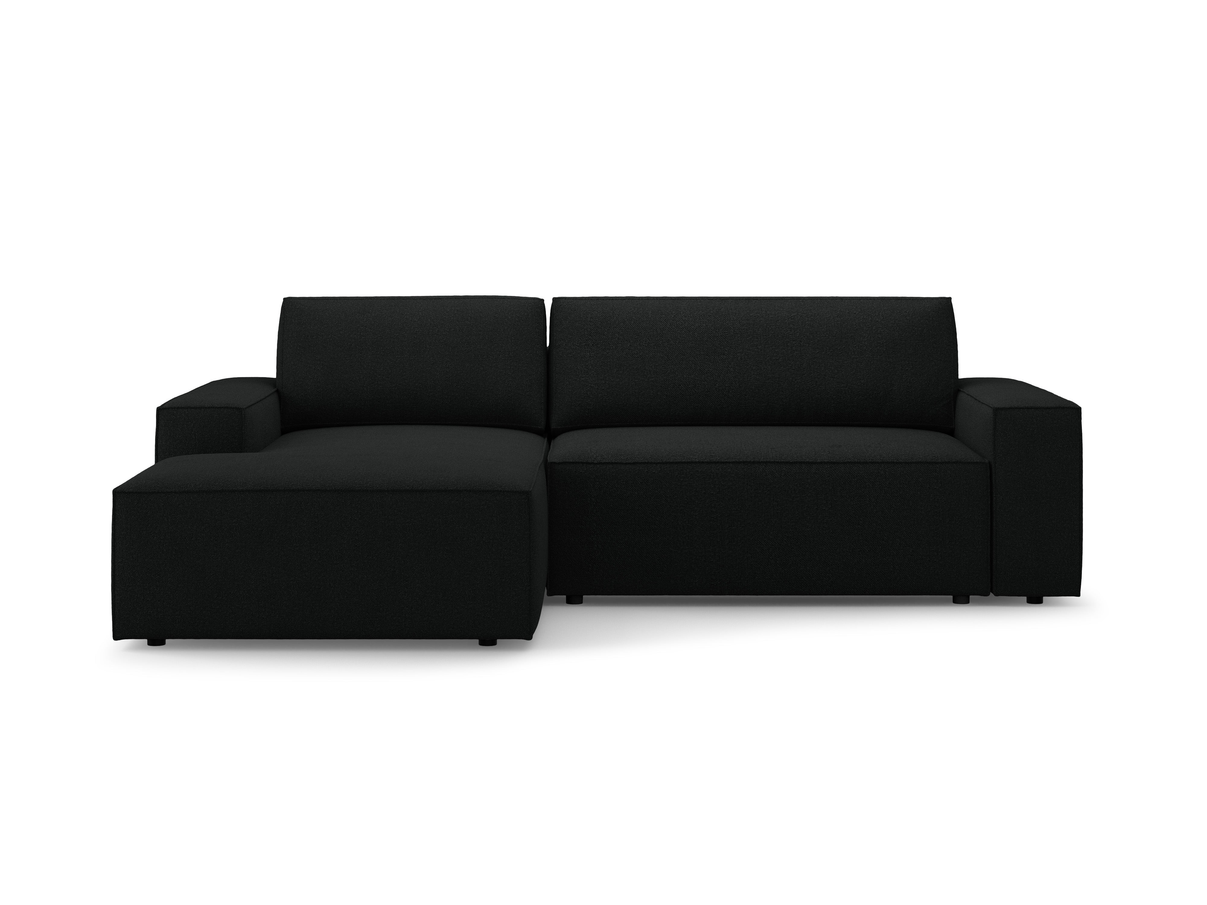 Ecksofa links mit Schlaffunktion JODIE schwarz Boucle