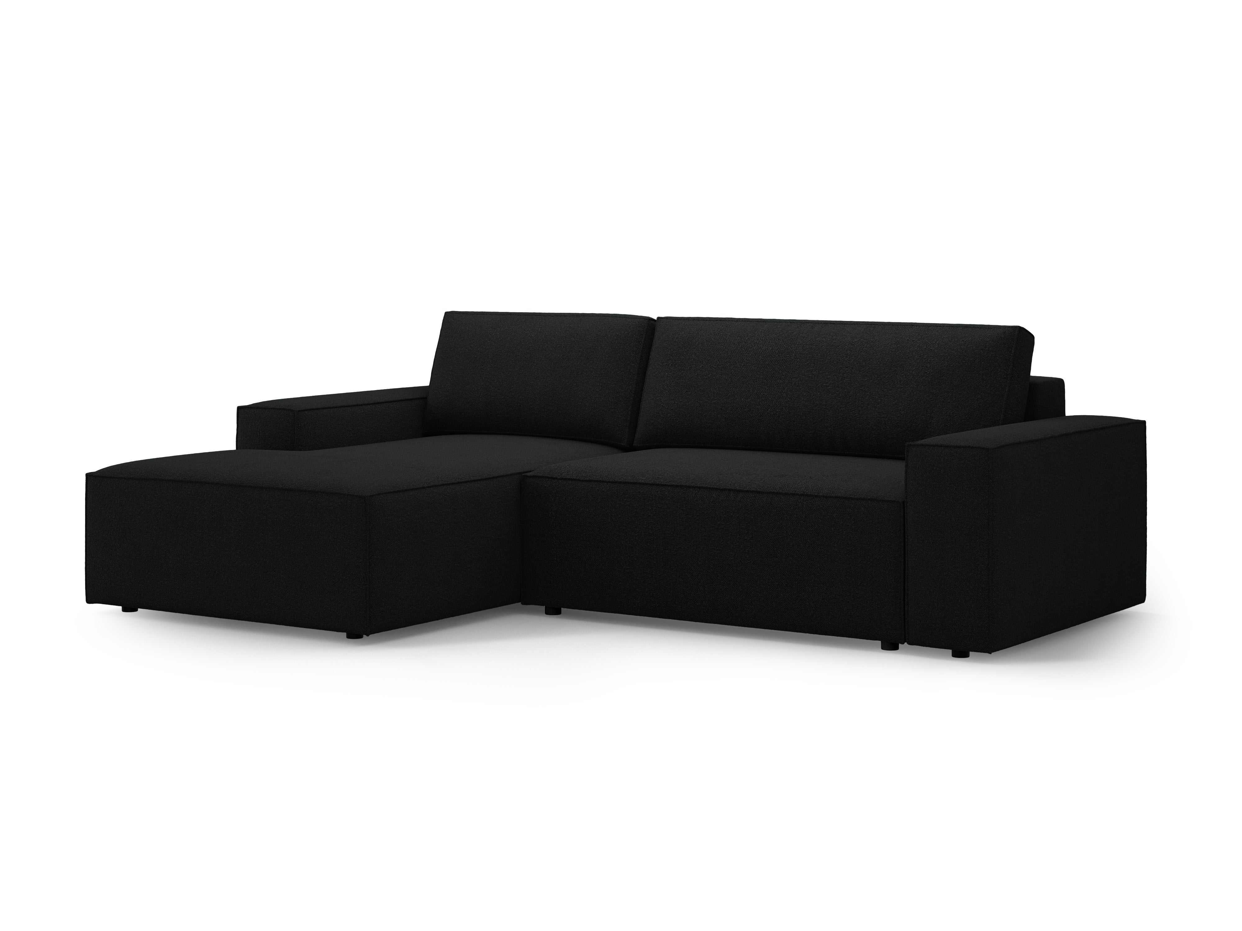 Ecksofa links mit Schlaffunktion JODIE schwarz Boucle