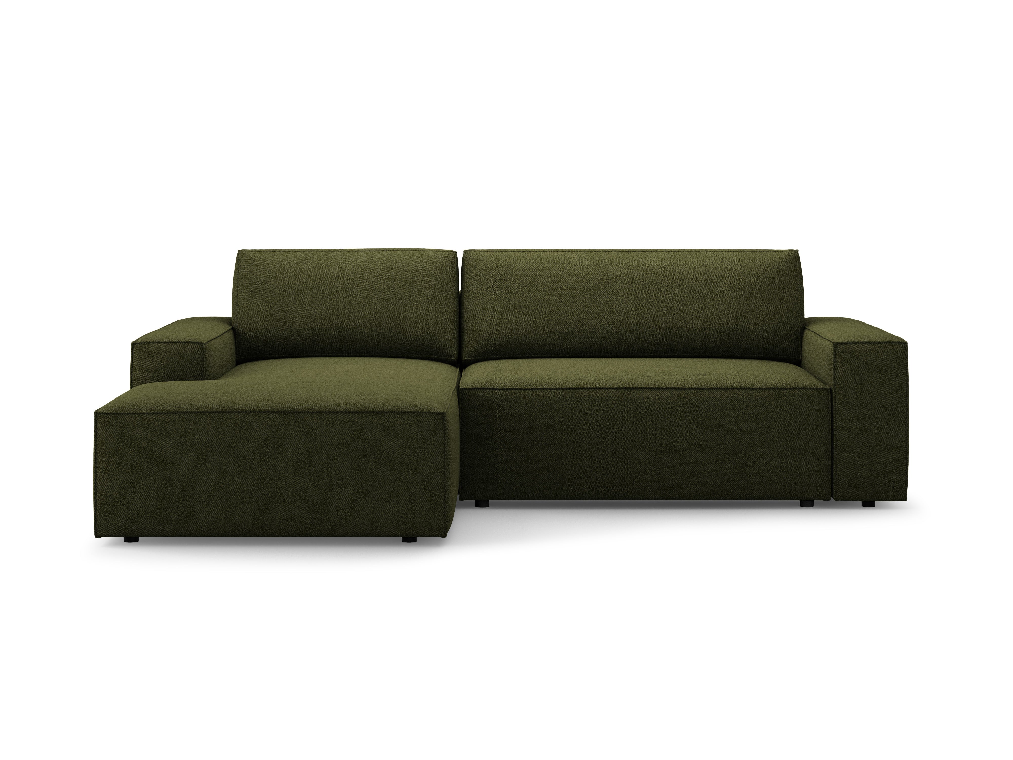 Ecksofa links mit Schlaffunktion JODIE dunkel olivgrün Boucle