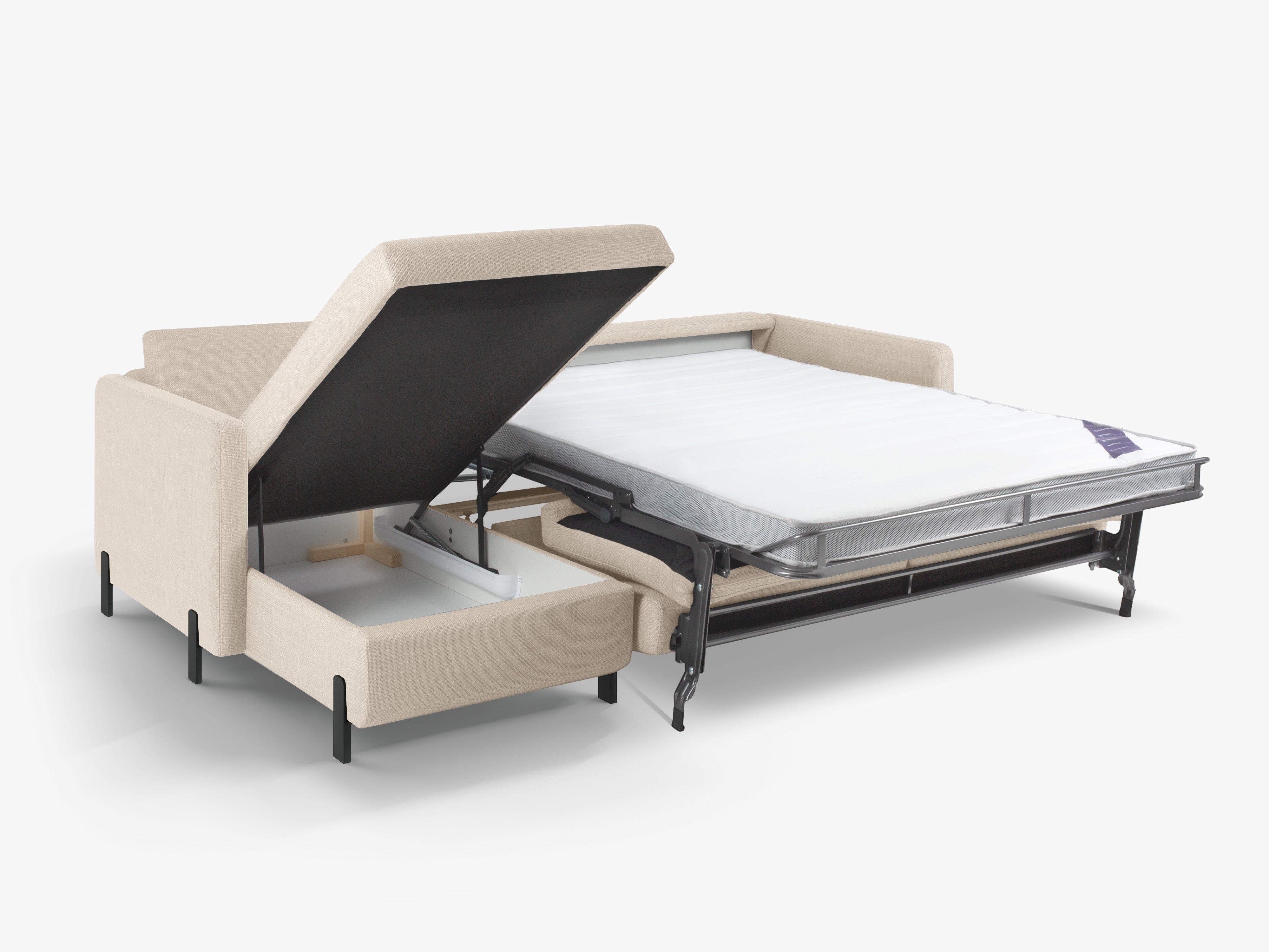 Left-sided corner sofa bed GLORIA beige chenille