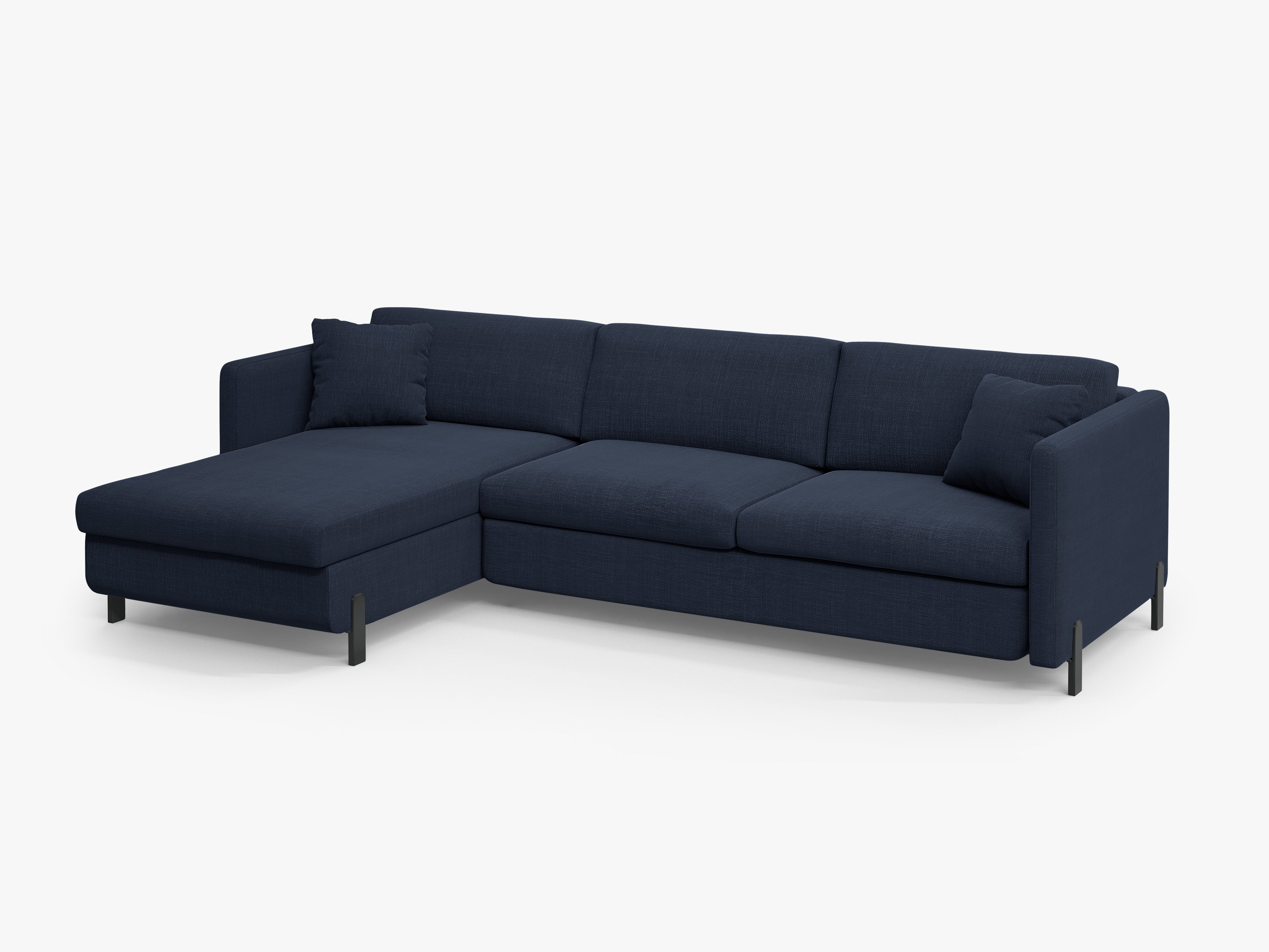 Linksseitige Schlafcouch GLORIA in blauer Chenille