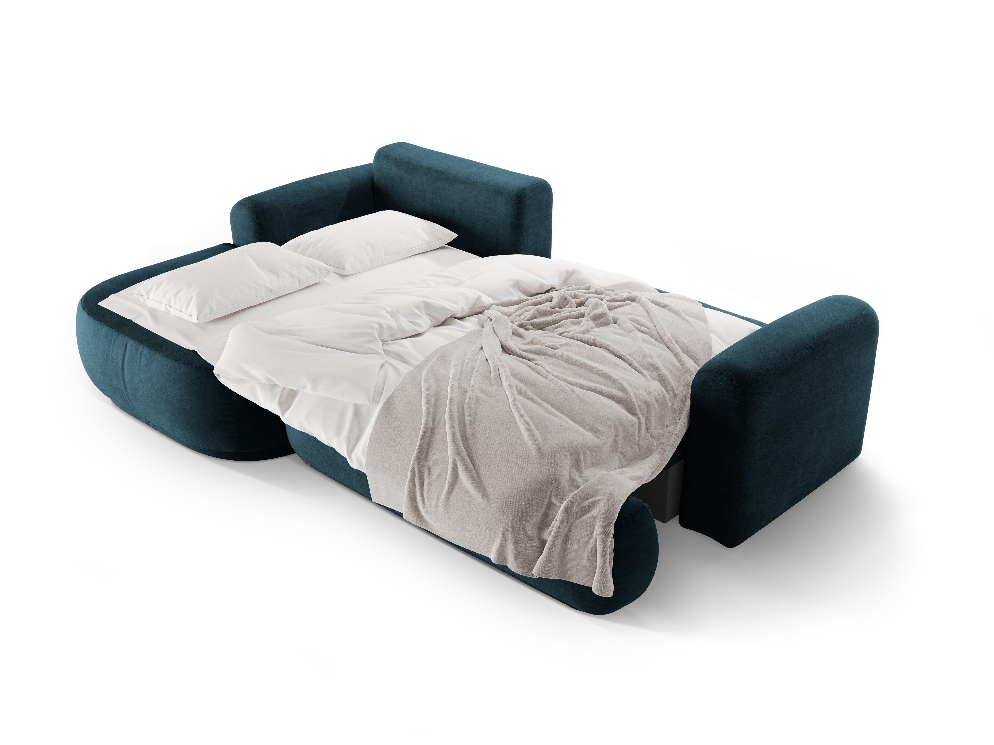 Samt linke Ecke mit Schlaffunktion Ella Benzin Marine Blau