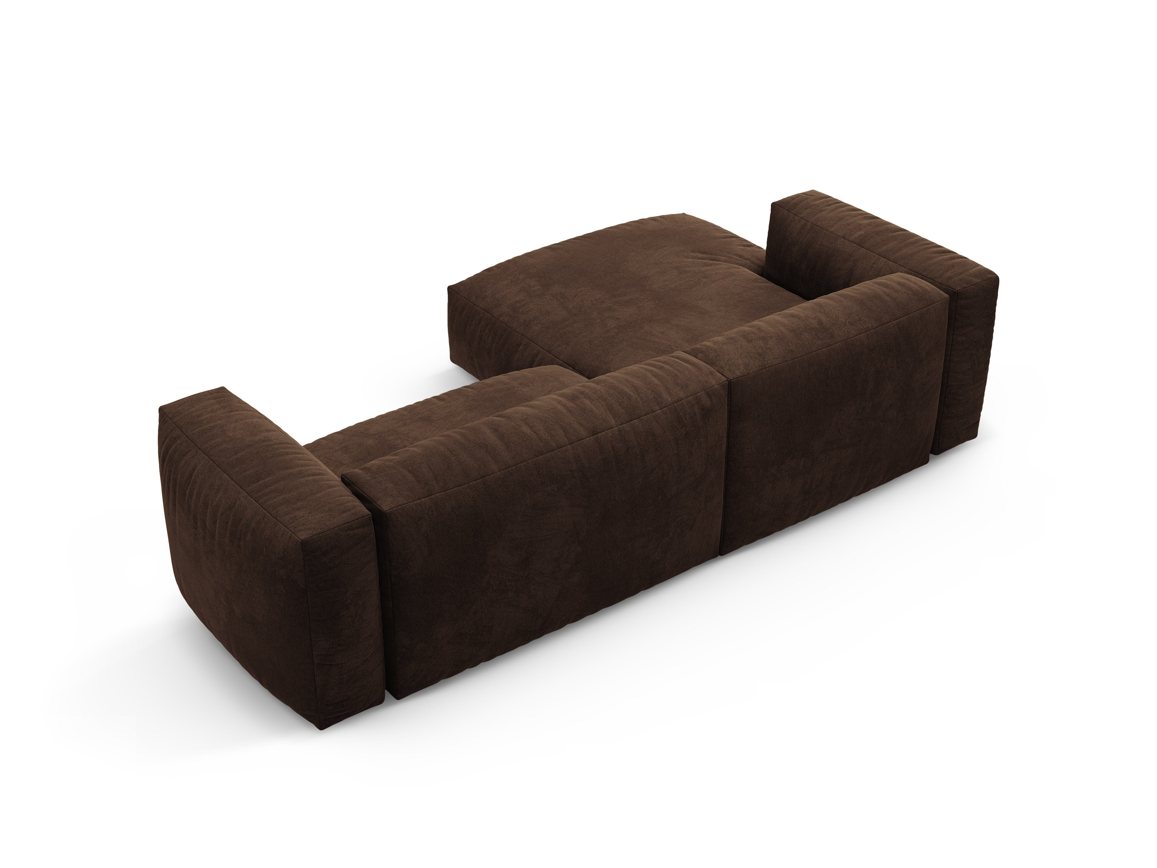 Samt-Ecksofa links mit Schlaffunktion MARTINA in Schokoladenfarbe