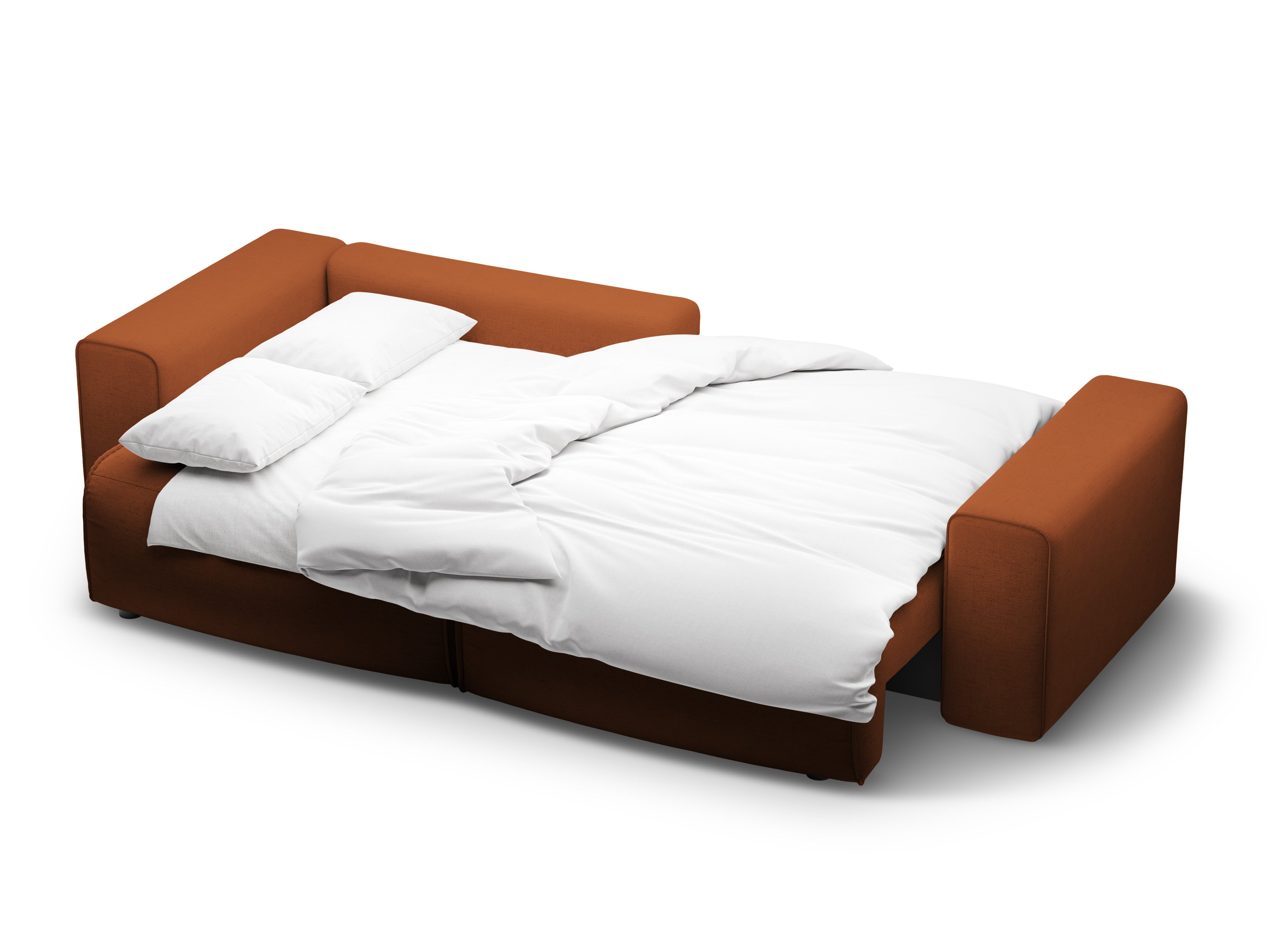 Linksseitiges 3-Sitzer-Sofa mit Schlaffunktion VICTOR in ziegelrotem Chenille