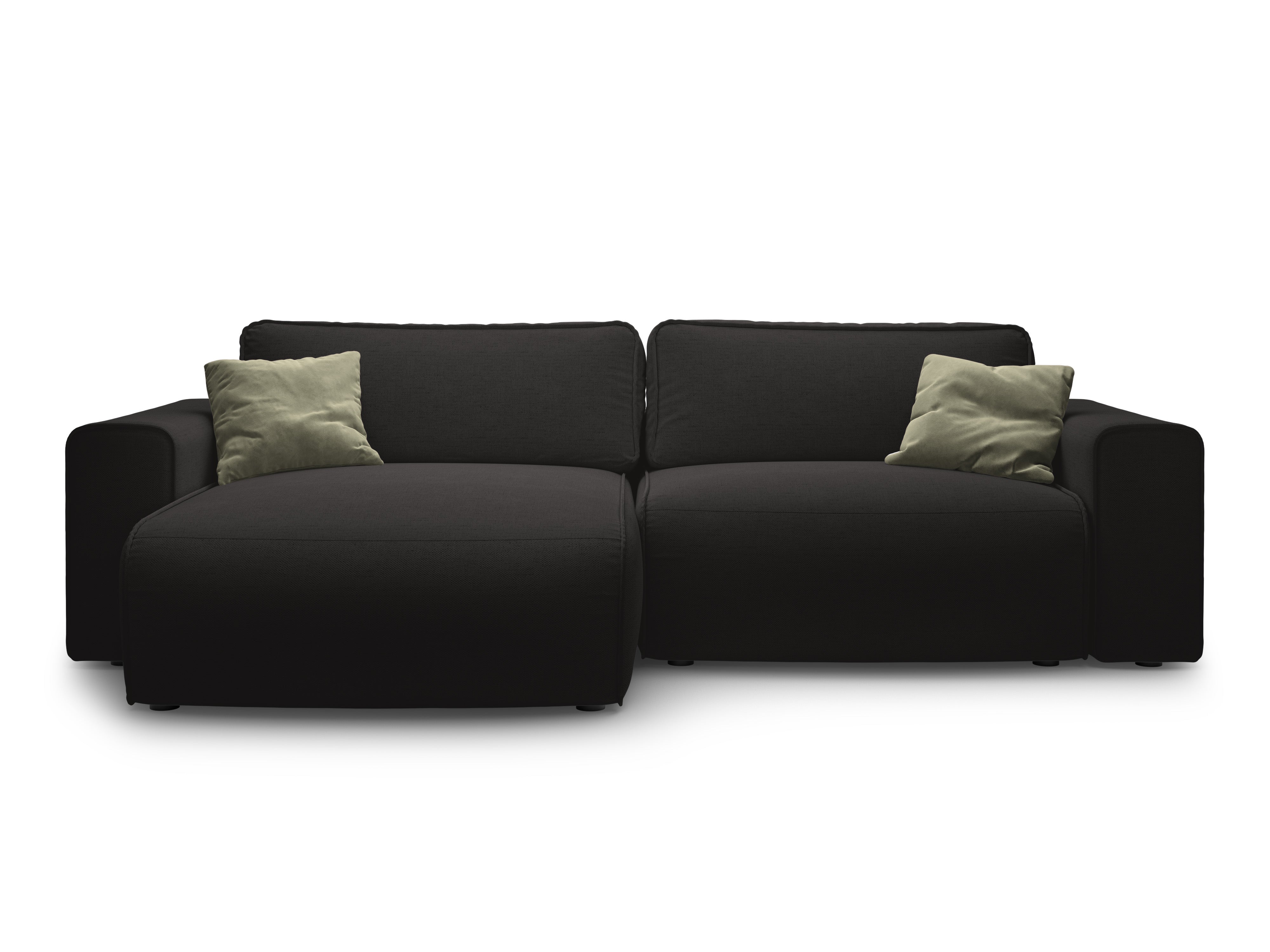 Linksseitiges 3-Sitzer-Sofa mit Schlaffunktion VICTOR in schwarzem Chenille