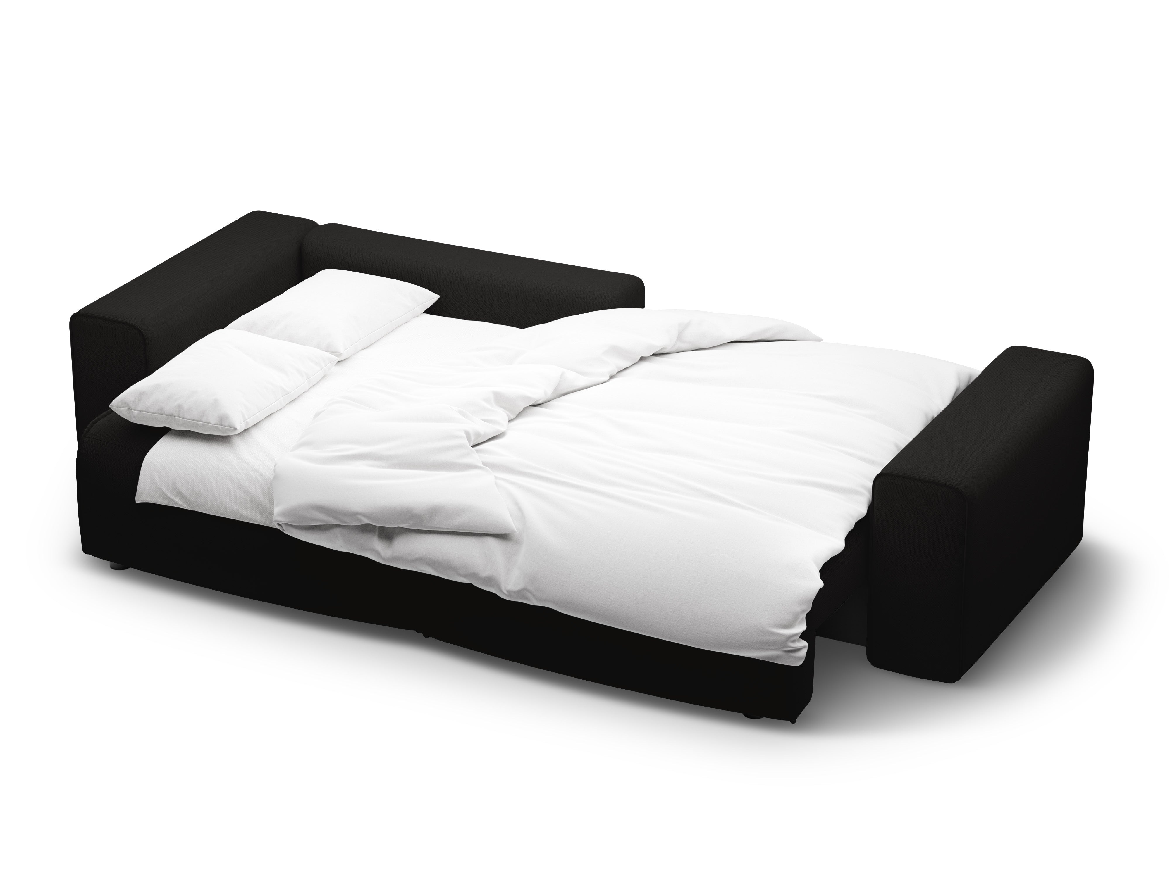 Linksseitiges 3-Sitzer-Sofa mit Schlaffunktion VICTOR in schwarzem Chenille