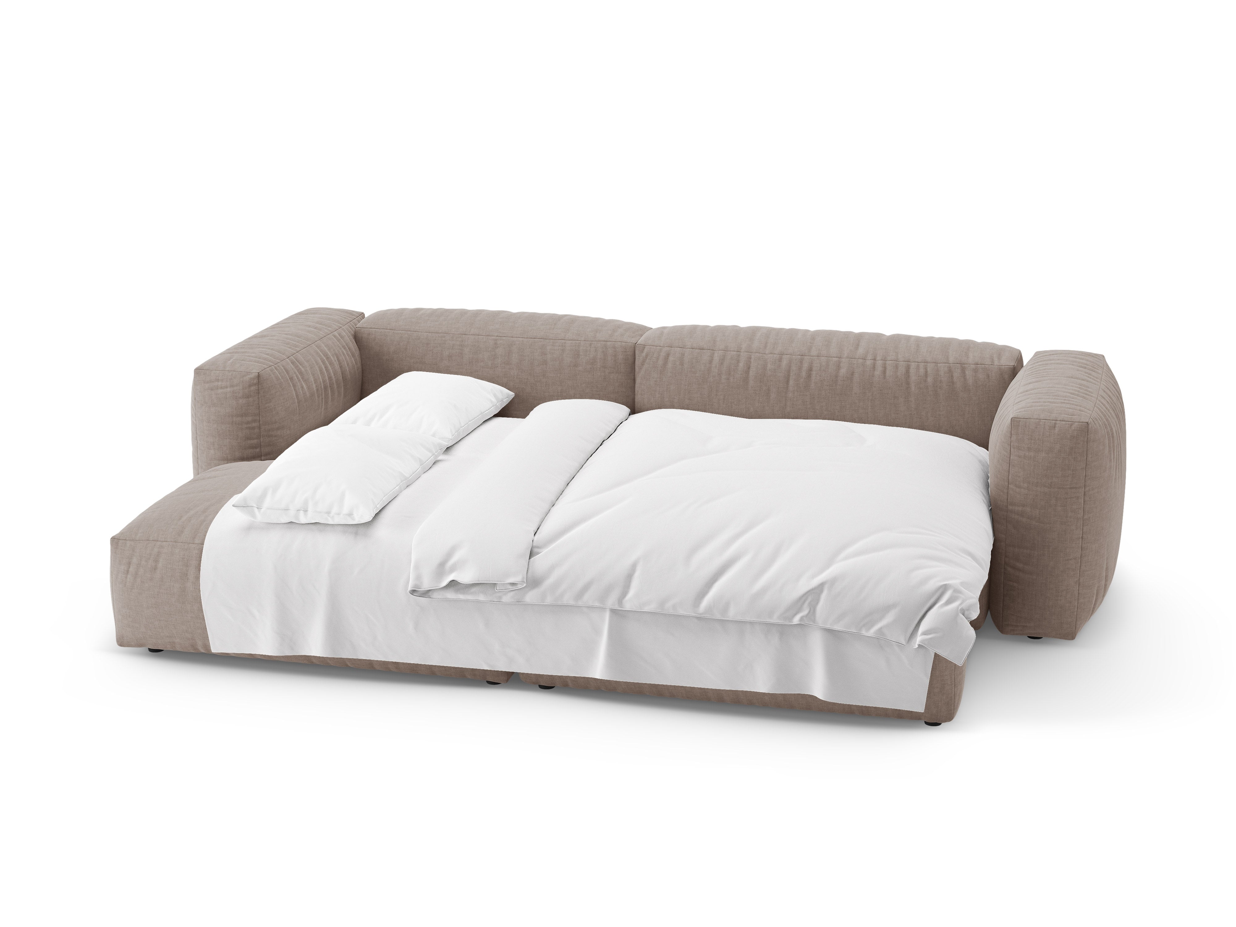 Ecksofa links mit Schlaffunktion MARTINA dunkel beige