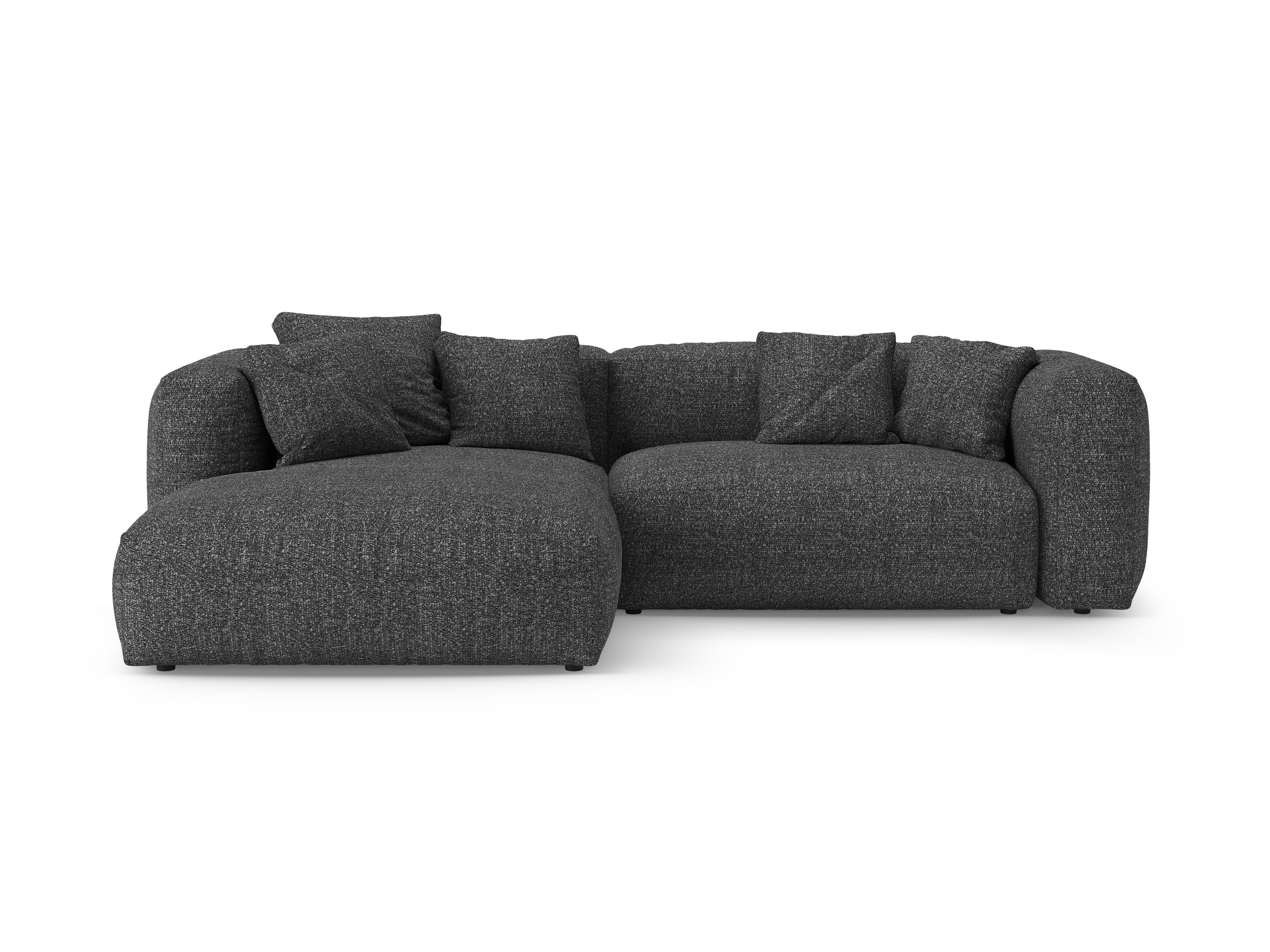 Left-facing corner sofa bed MARTINA in anthracite boucle