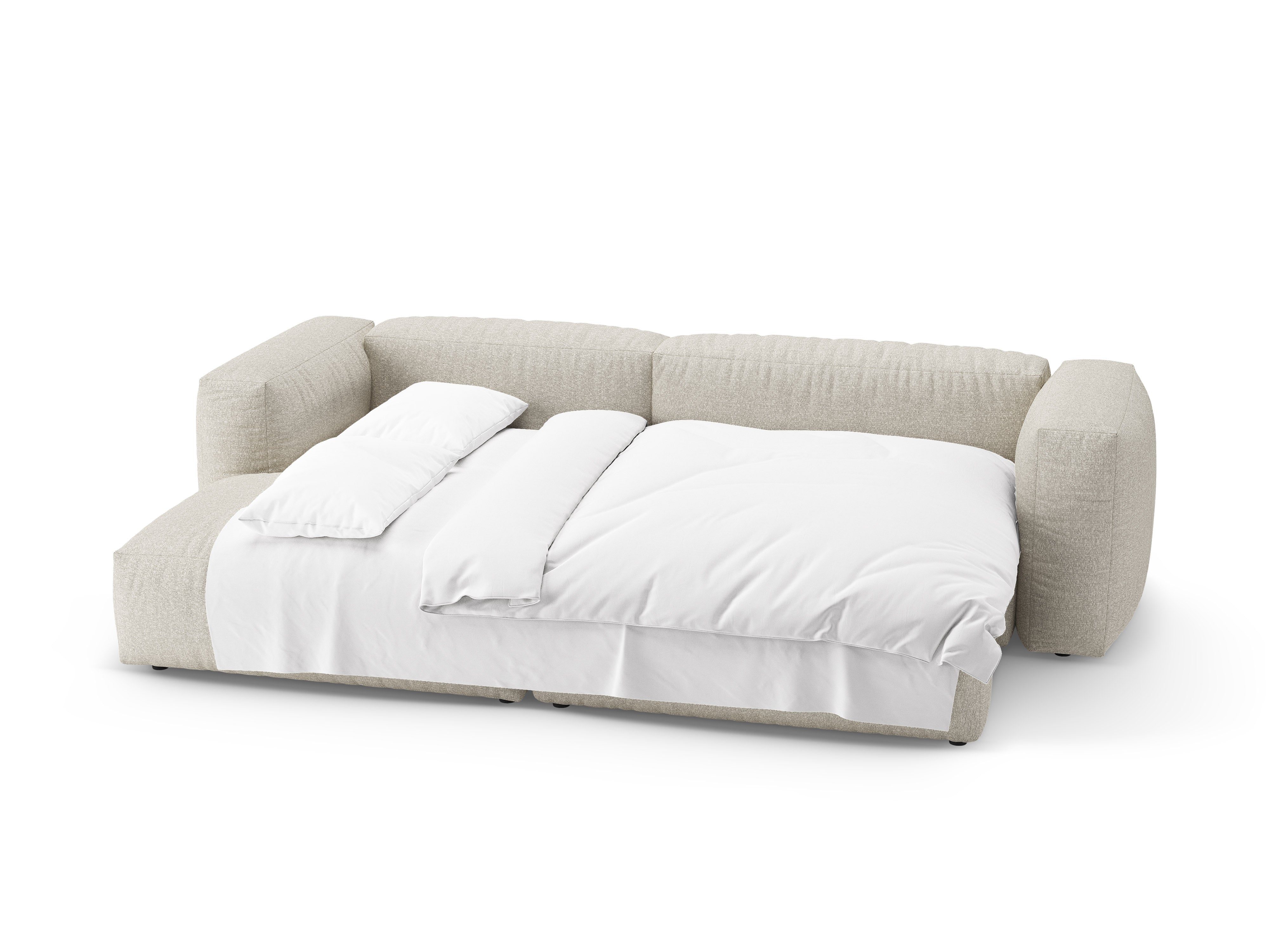 Ecksofa links mit Schlaffunktion MARTINA beige Boucle