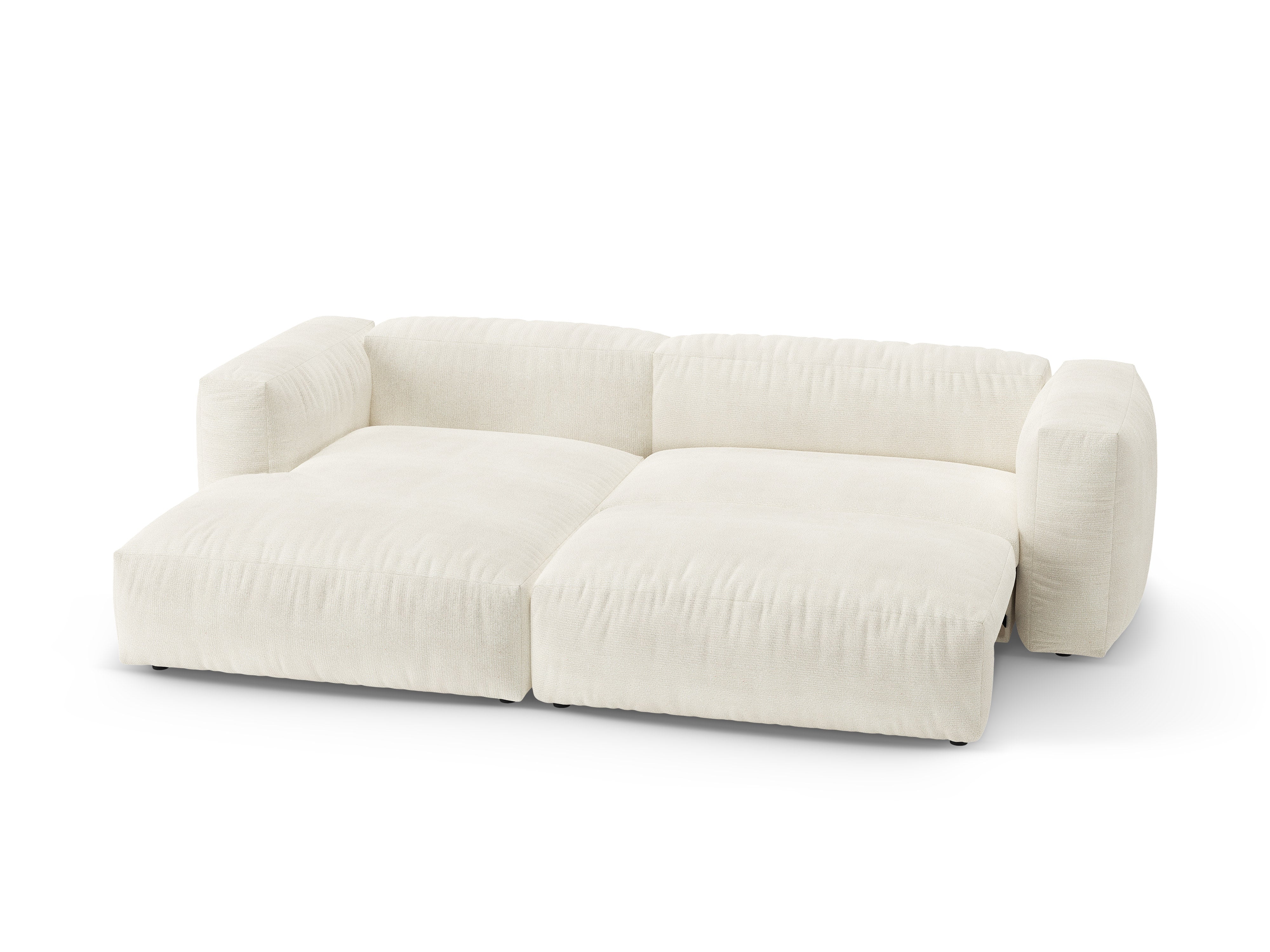 Ecksofa links mit Schlaffunktion MARTINA Elfenbein Boucle