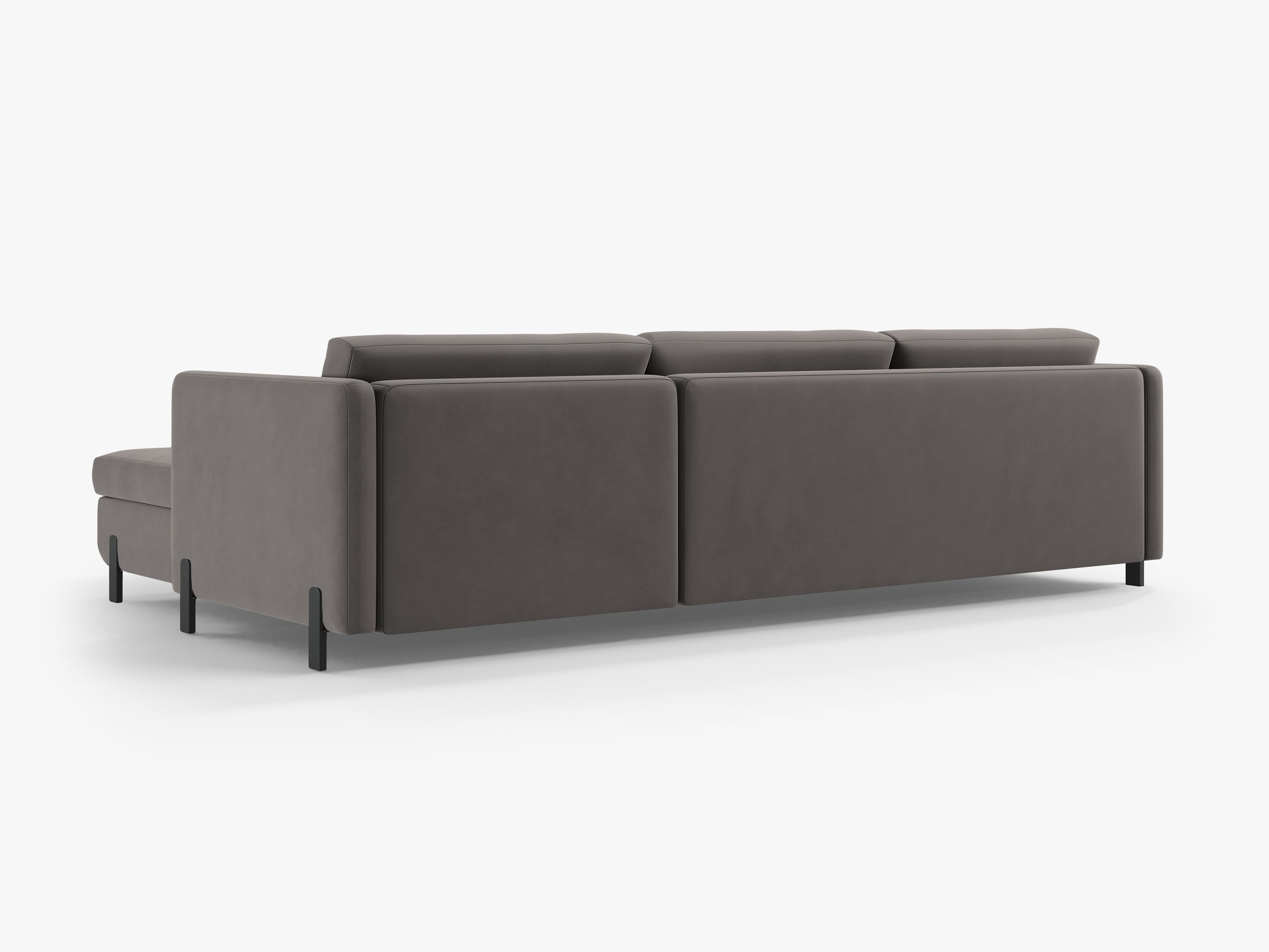 Left-facing velvet corner sofa with sleeping function GLORIA gray