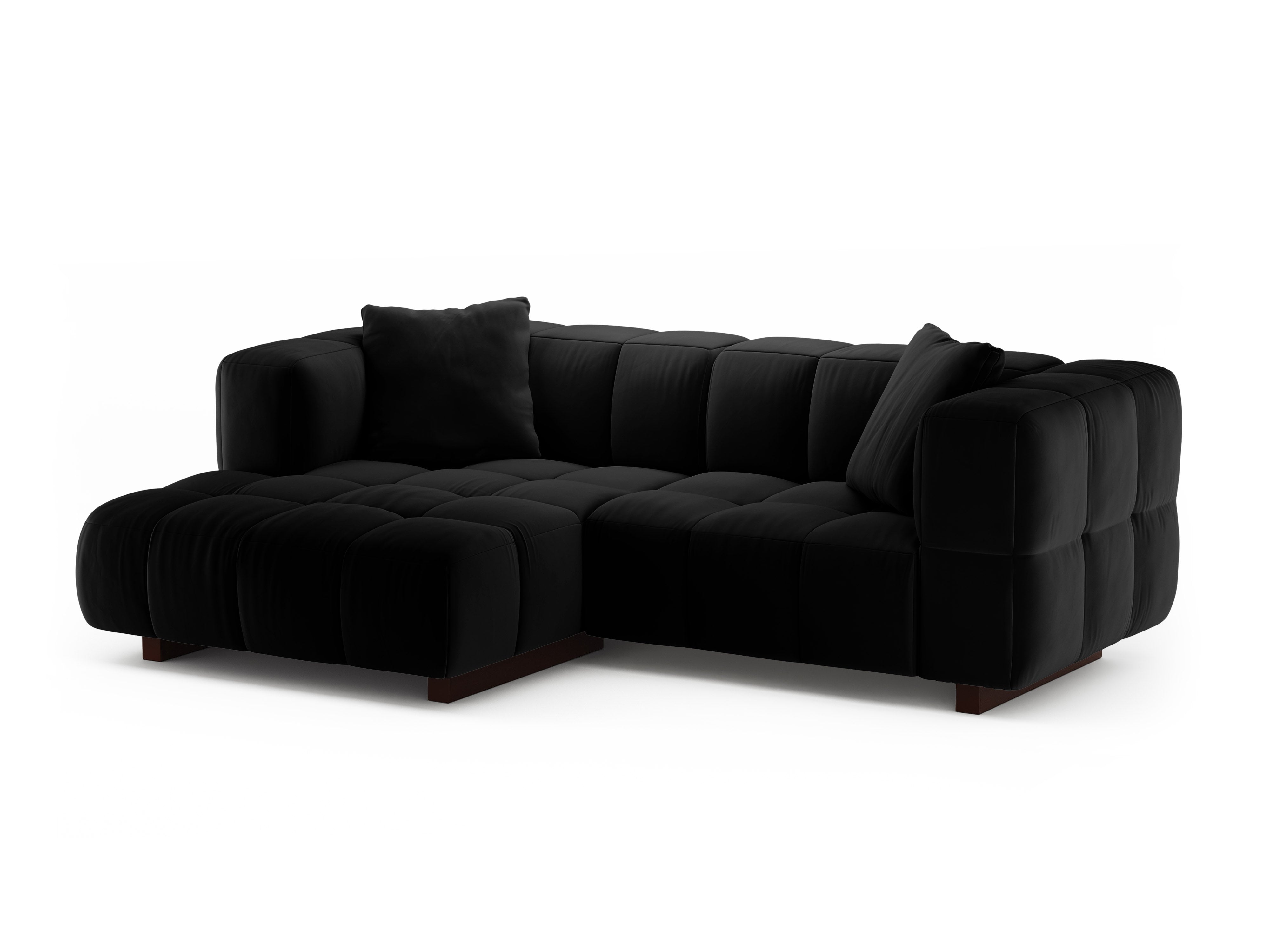 Black Velvet Left-Hand Corner Sofa Bed PUMA