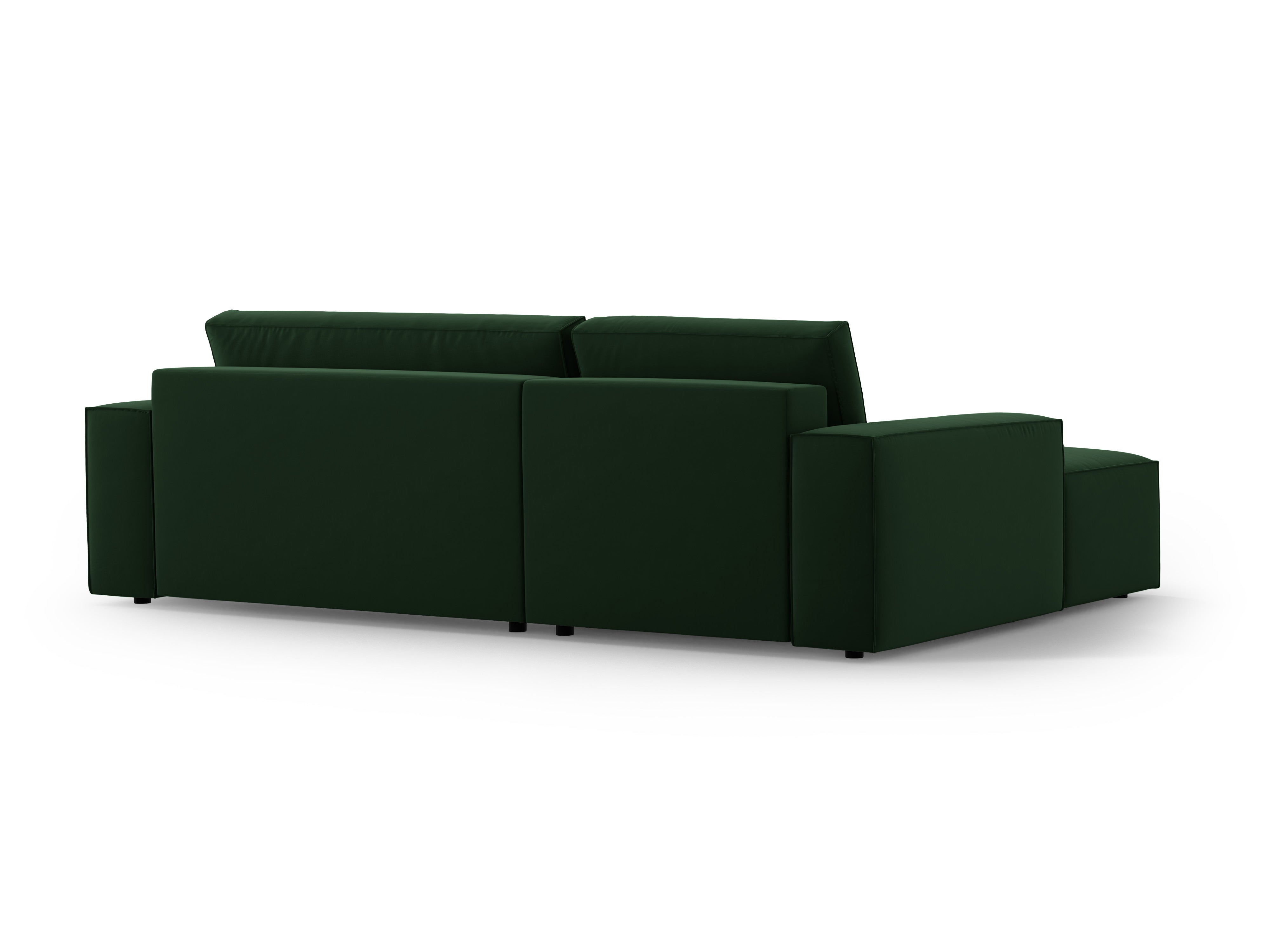 Samt-Ecksofa links mit Schlaffunktion JODIE in Flaschengrün