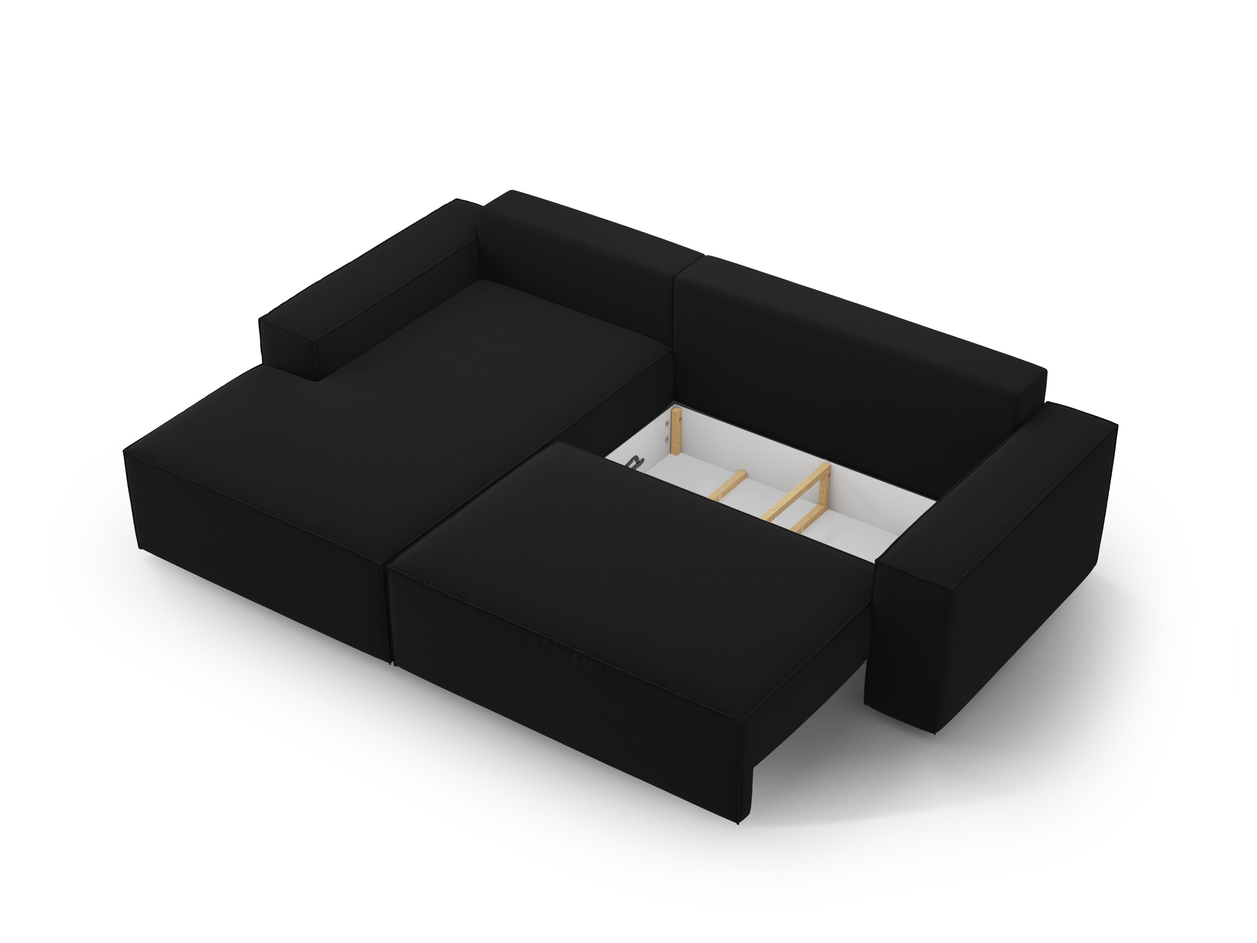 Left-facing velvet corner sofa bed JODIE black