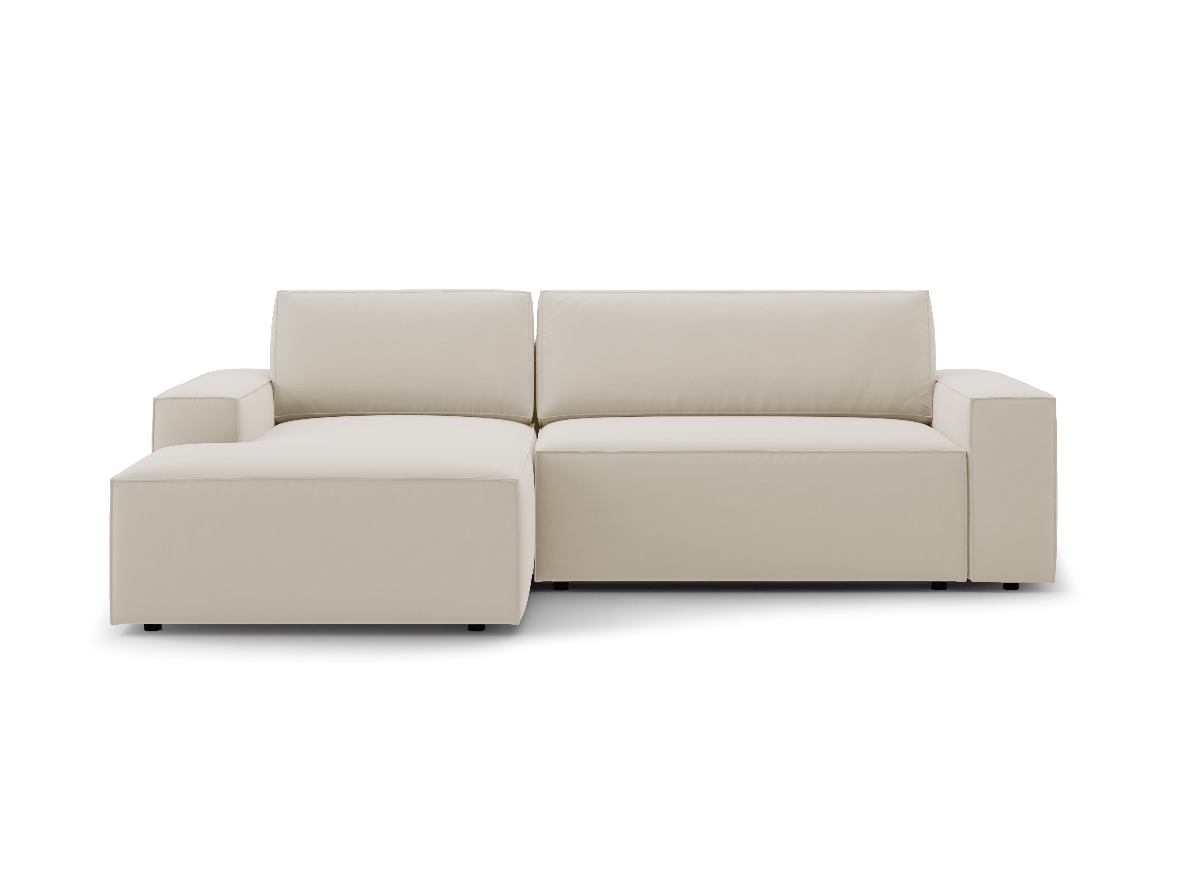 Samt-Ecksofa links mit Schlaffunktion JODIE dunkelbeige