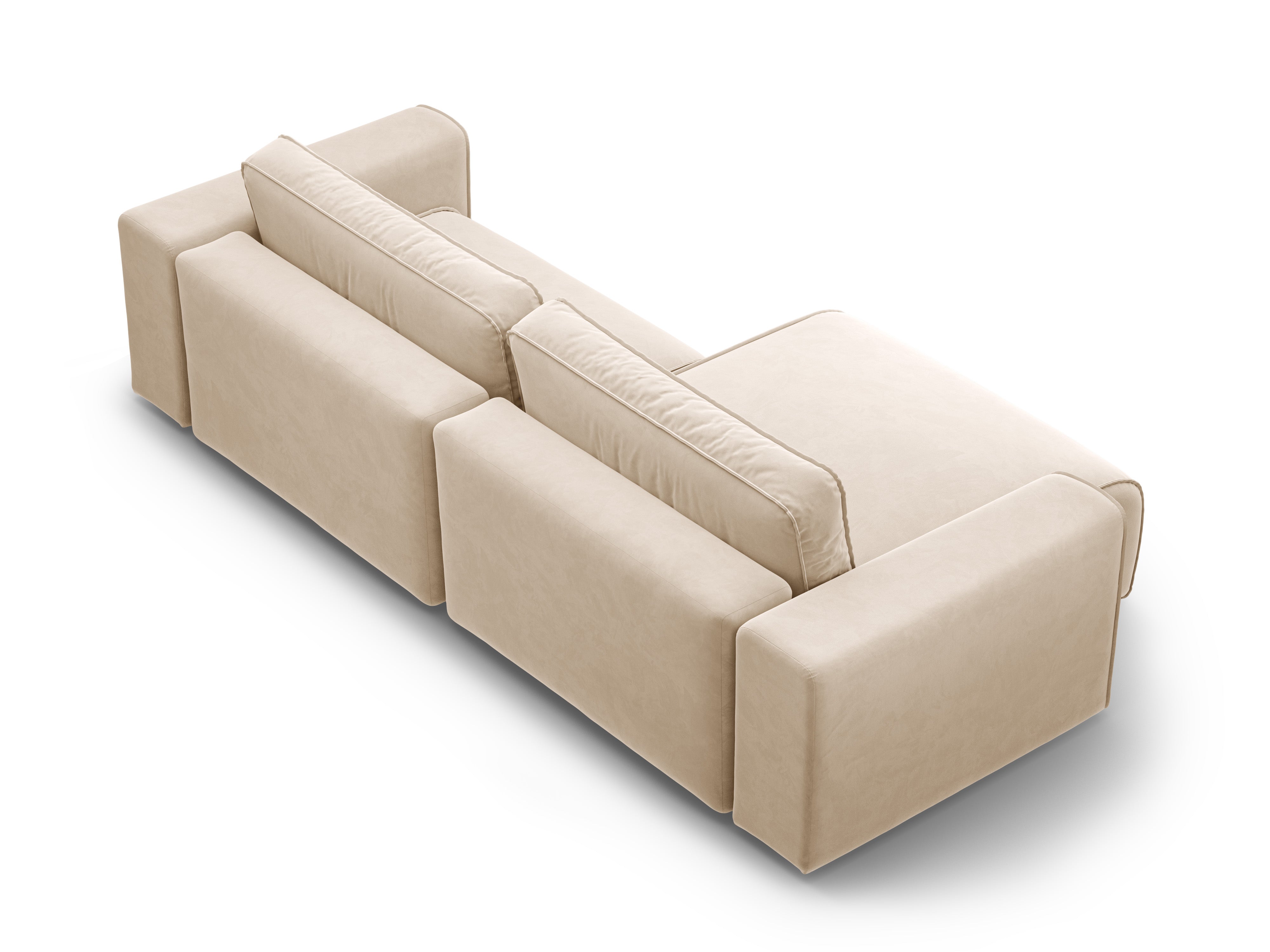 Samt-Ecksofa linksseitig 3-sitzig mit Schlaffunktion VICTOR beige