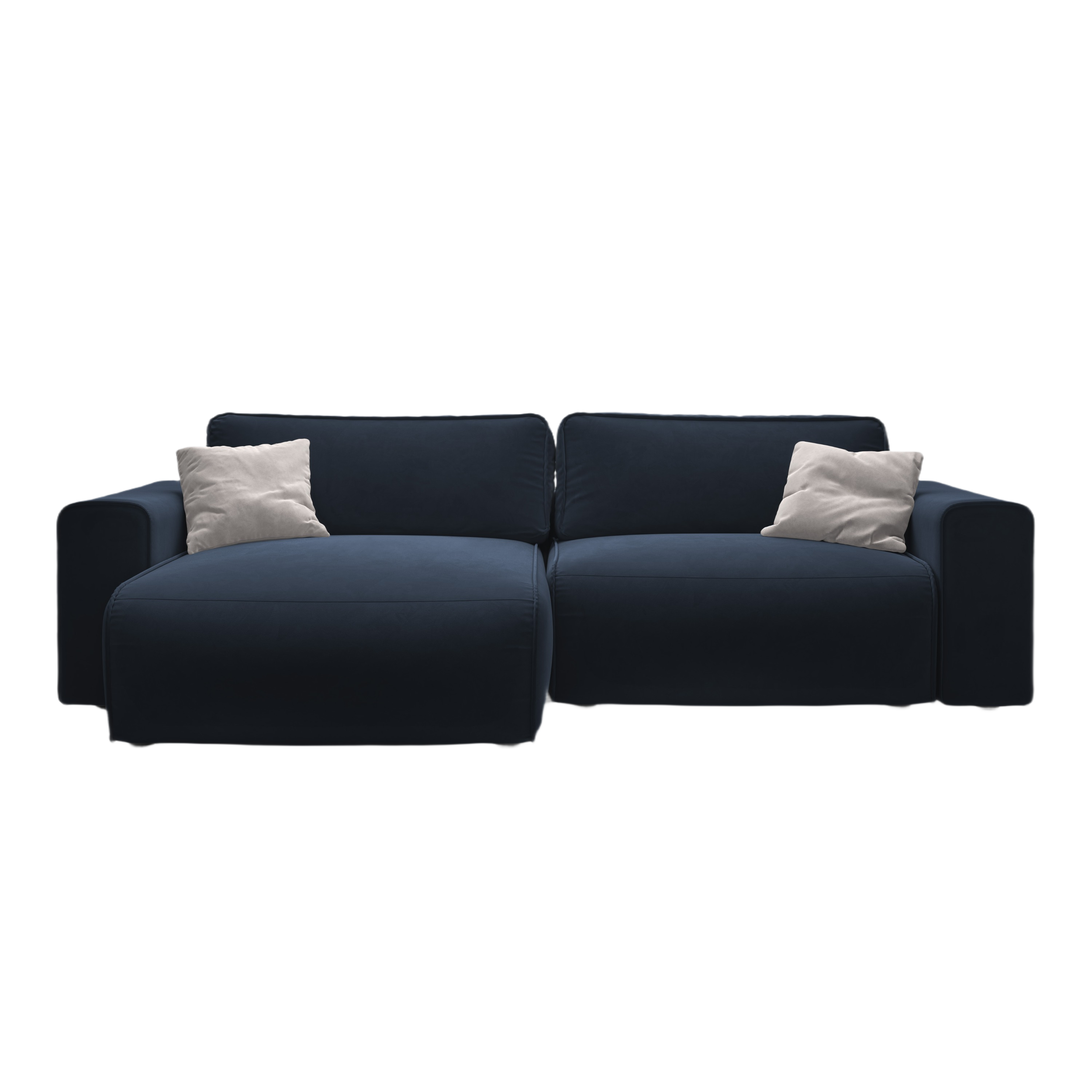 Samt-Ecksofa linksseitig 3-sitzig mit Schlaffunktion VICTOR in Marineblau