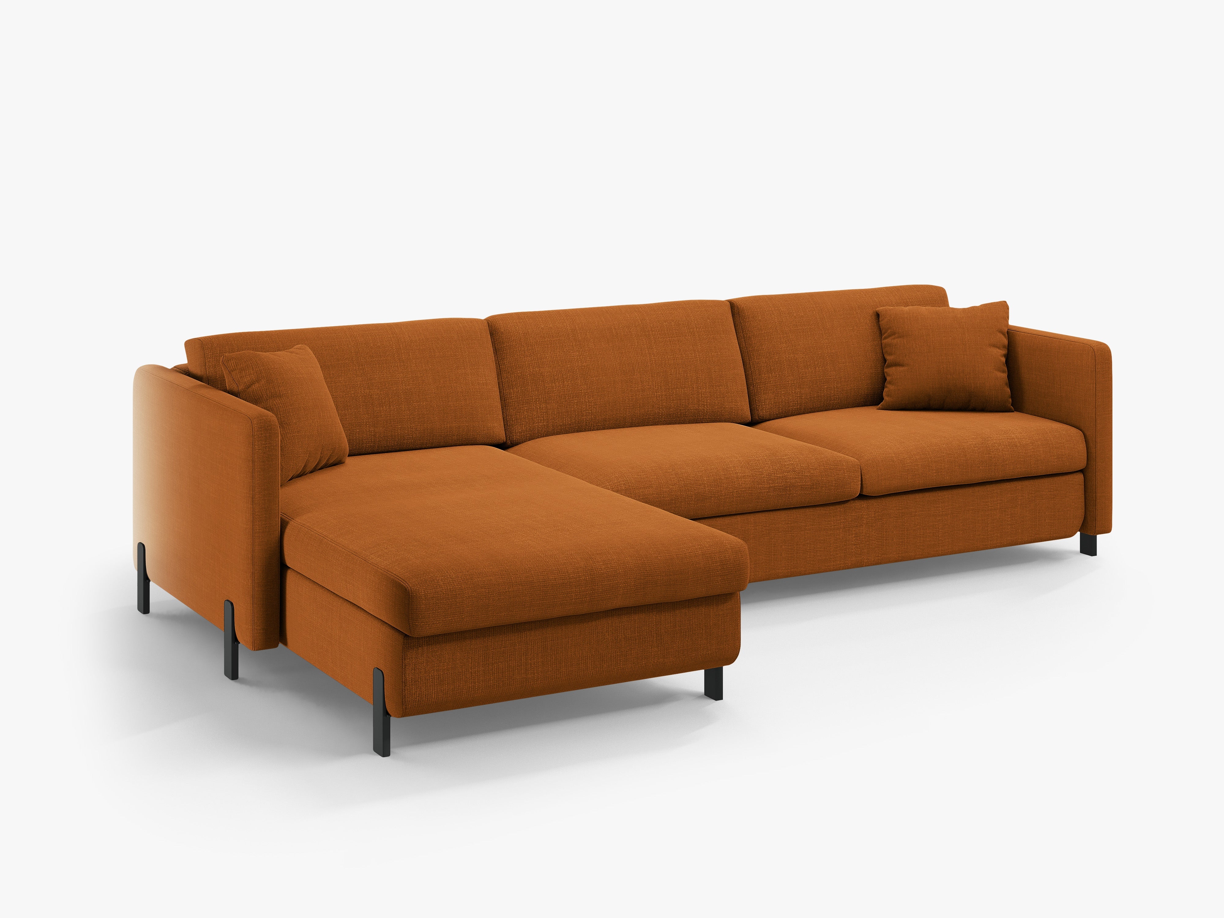 Left-sided corner sofa for 4 people with sleeping function GLORIA brick chenille