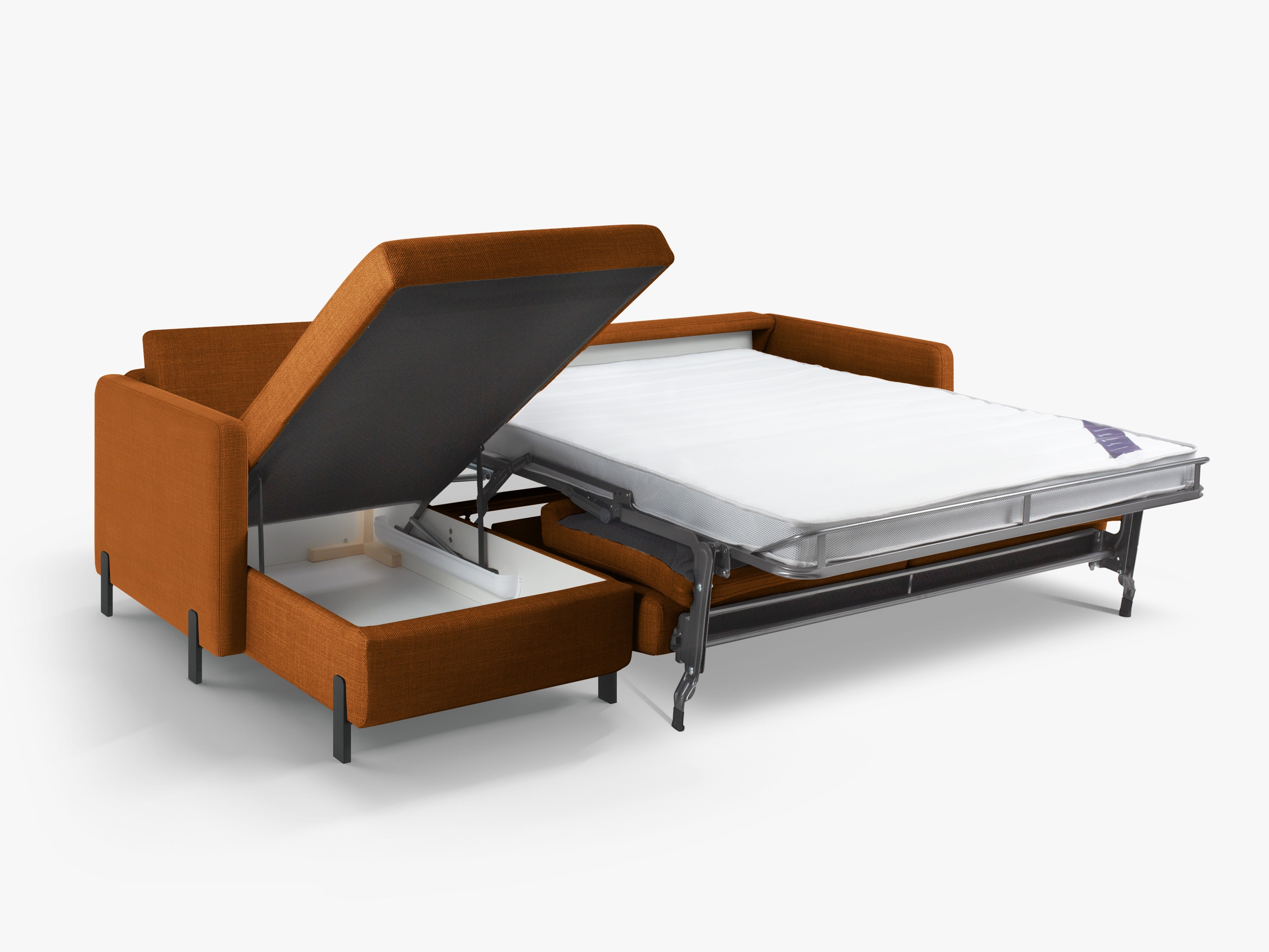 Left-sided corner sofa for 4 people with sleeping function GLORIA brick chenille