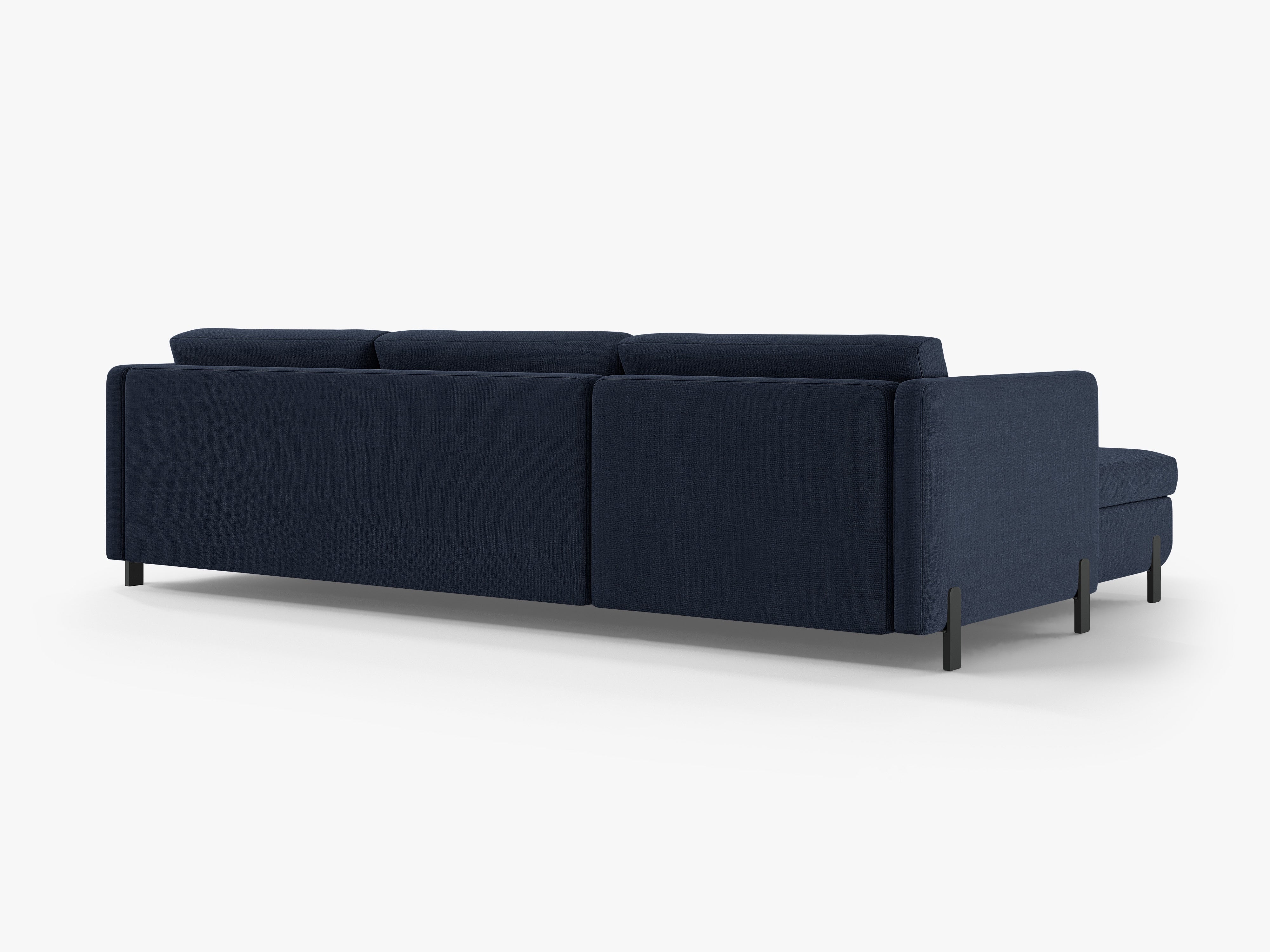 Left-sided corner sofa for 4 people with sleeping function GLORIA blue chenille