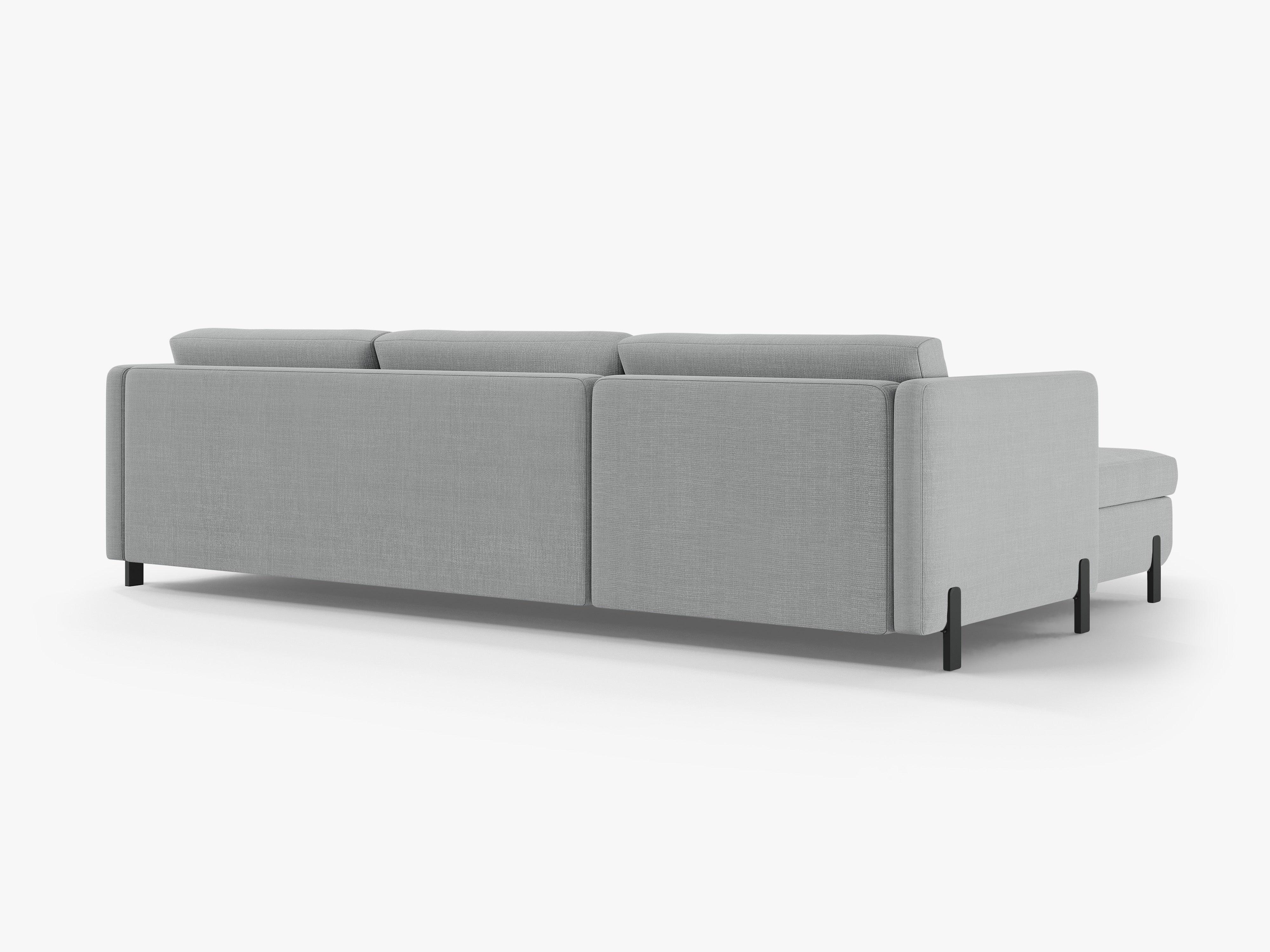 Linksseitiges 4-Sitzer Schlafsofa GLORIA in hellgrauem Chenille