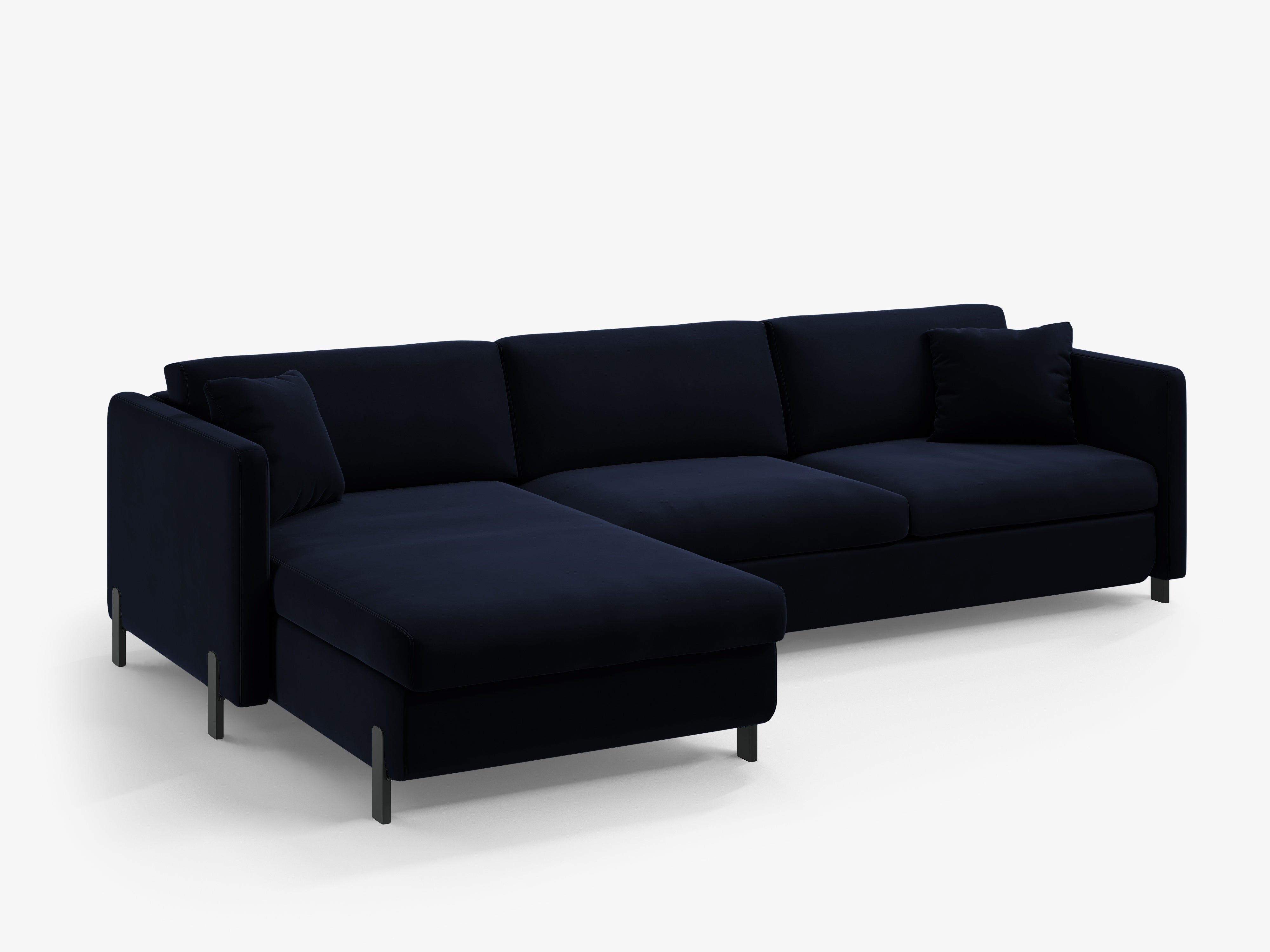 Samt-Ecksofa linksseitig für 4 Personen mit Schlaffunktion GLORIA königsblau