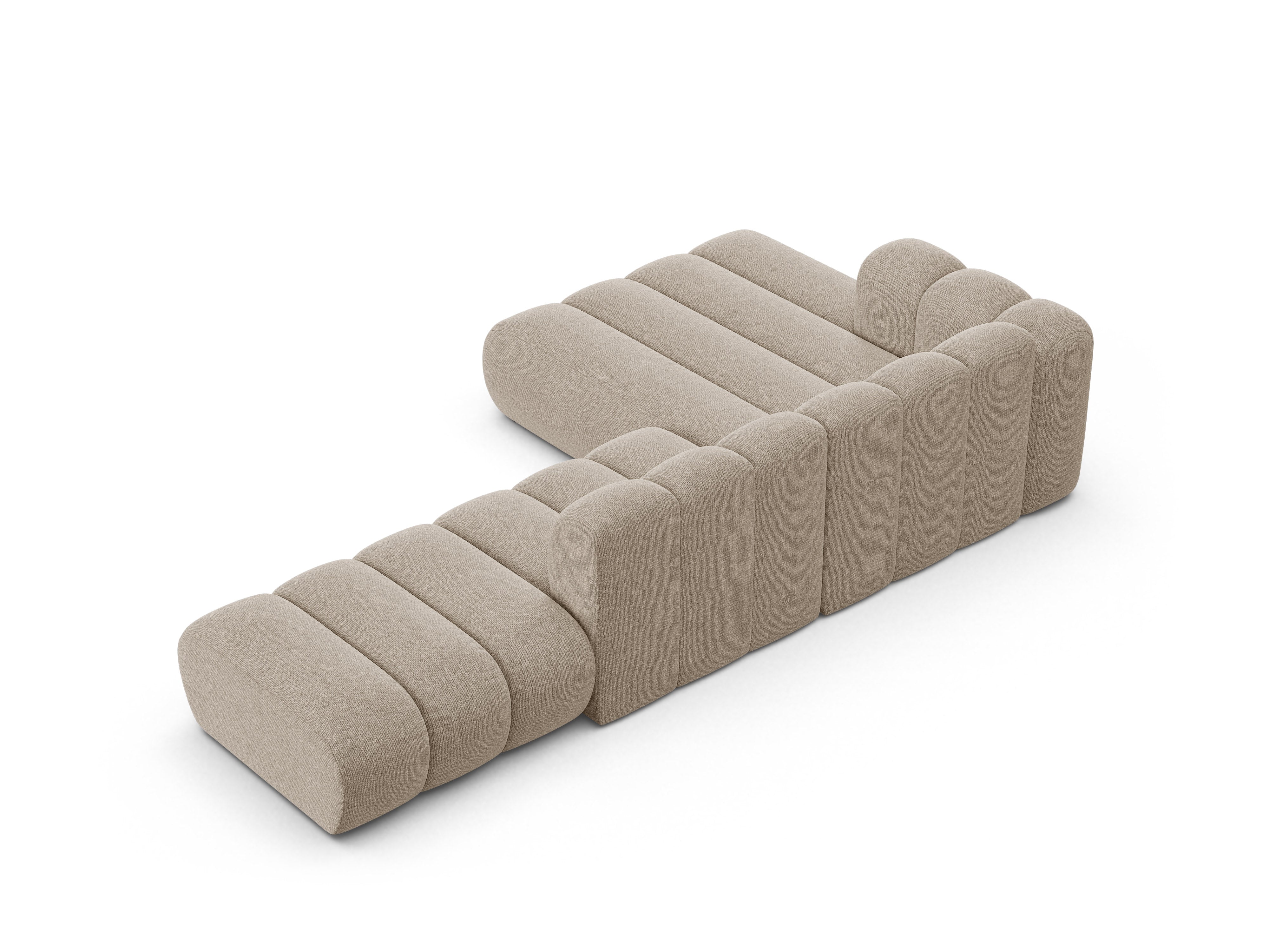 5-sitziges linksseitiges Ecksofa LUPINE in beigem Chenille