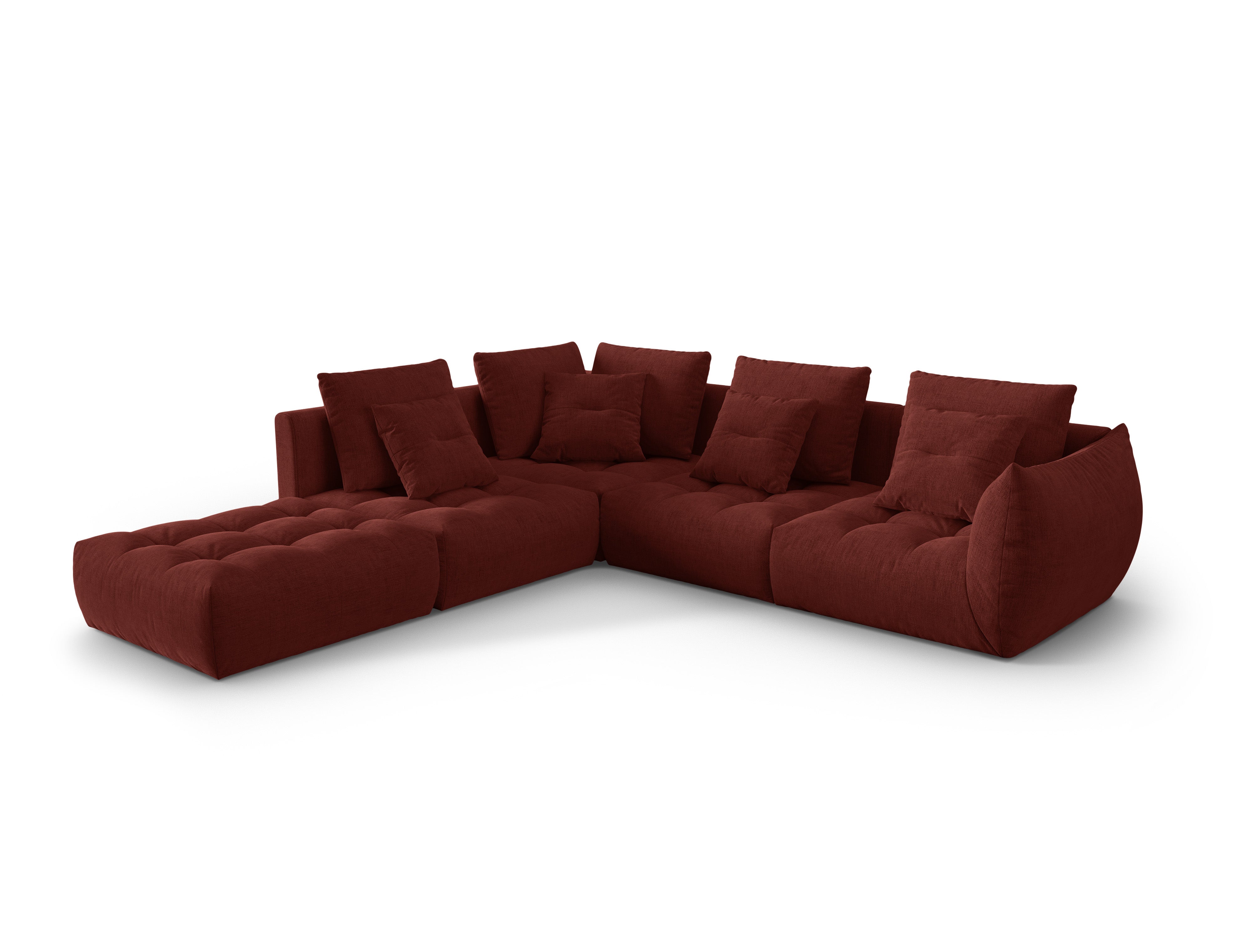 Left-facing modular corner sofa for 4 people BLOOM red chenille