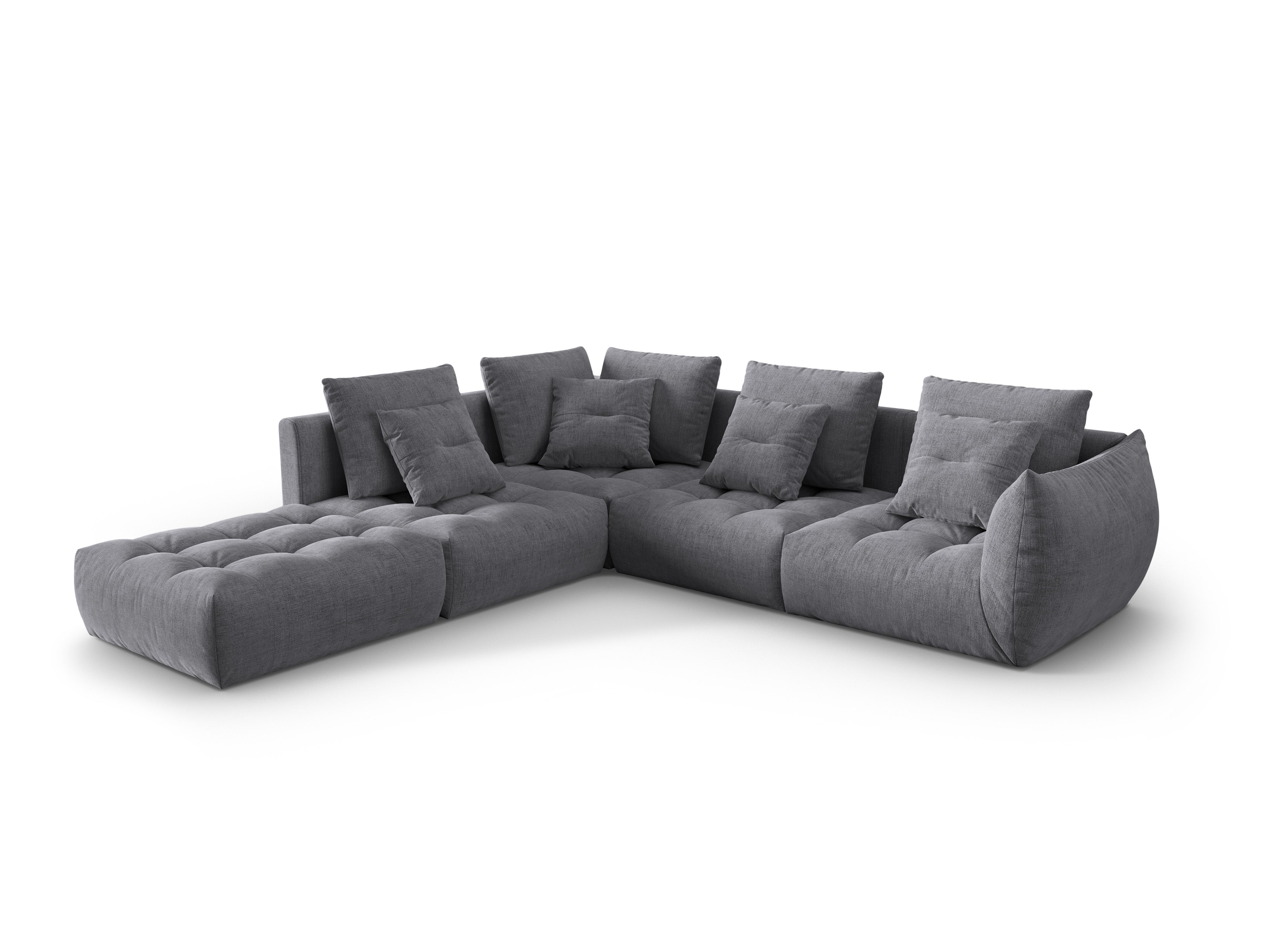 Modulares Ecksofa für 4 Personen links BLOOM graues Chenille
