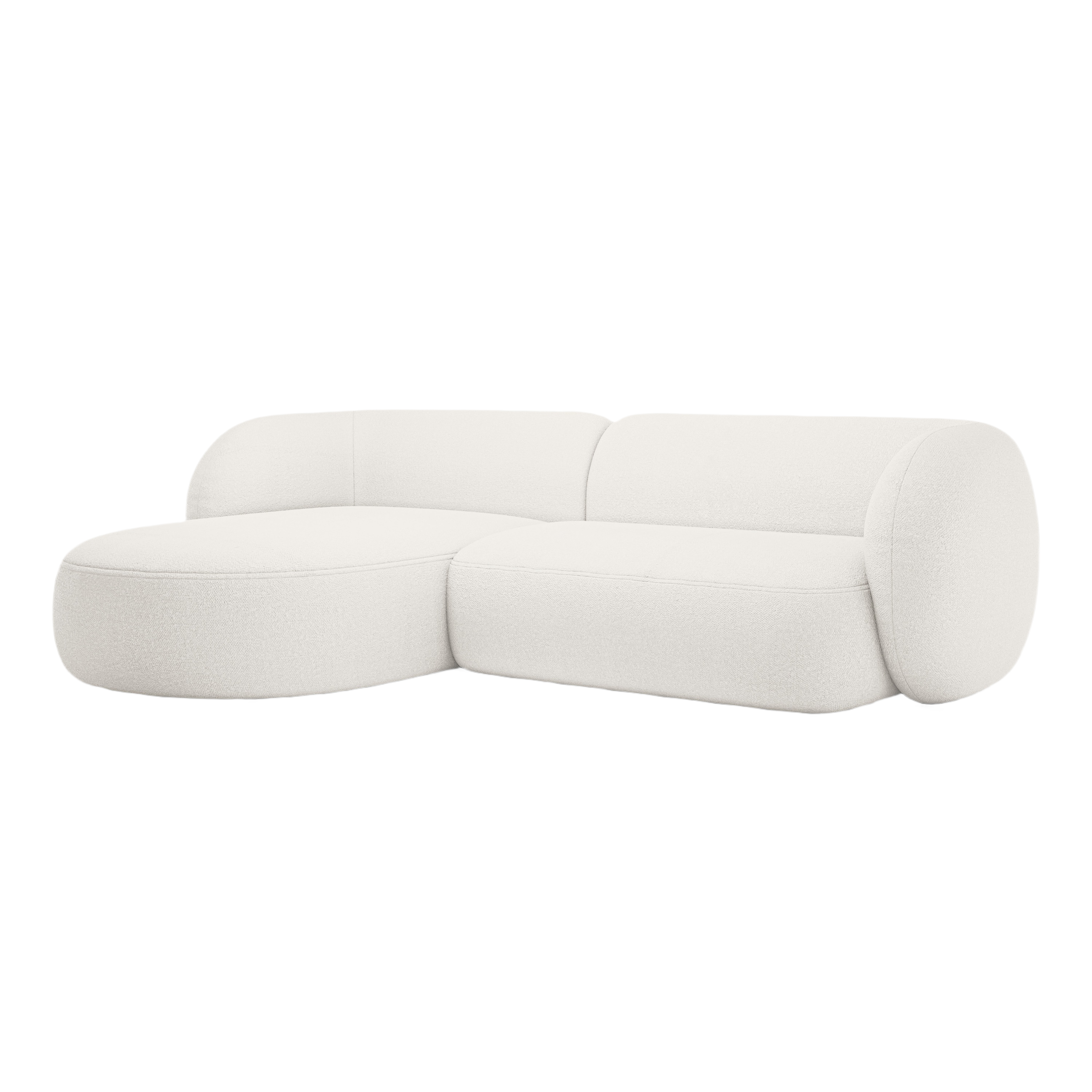 Left-facing 3-seater sofa KATE white boucle