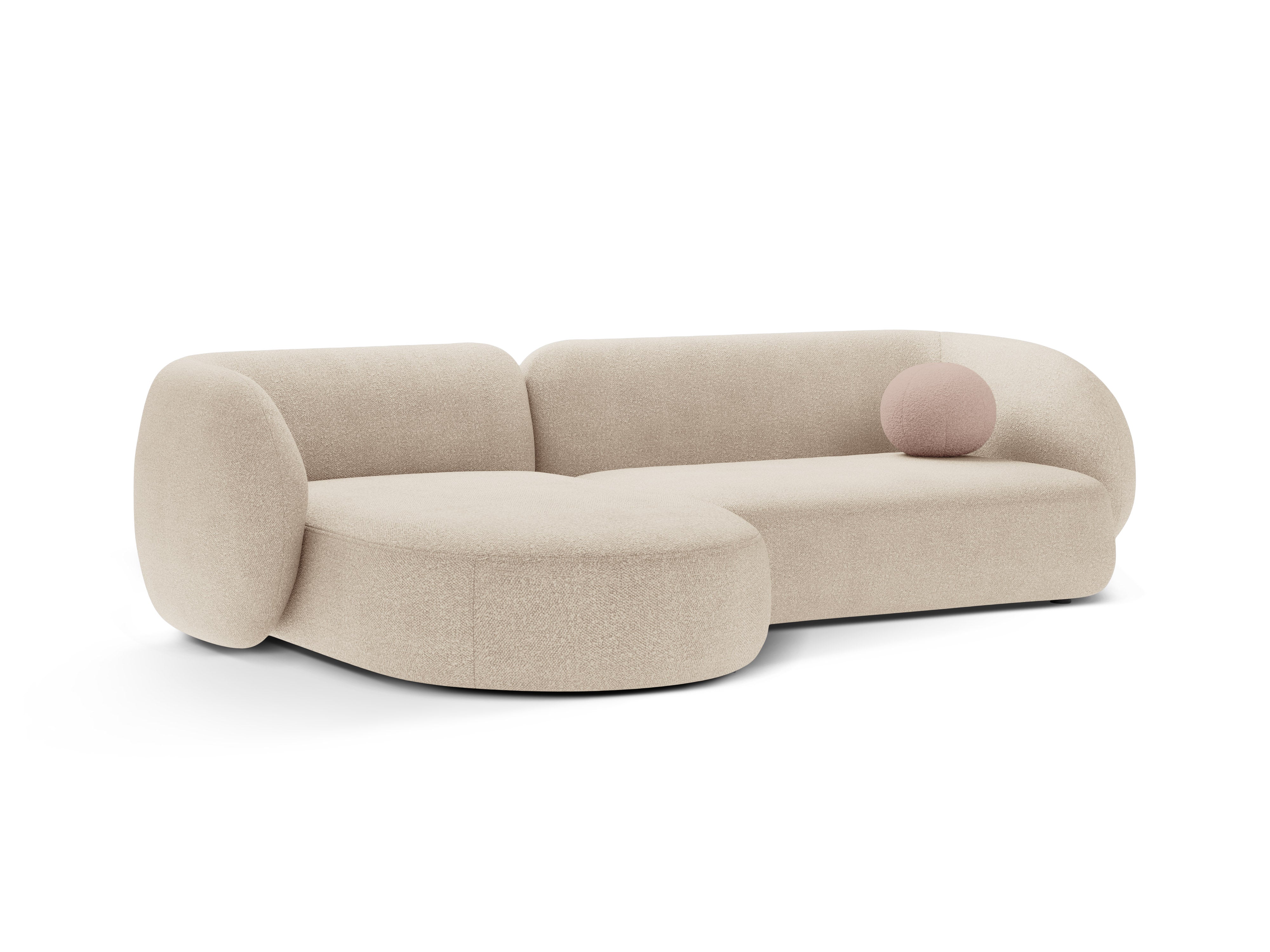 Left-facing 3-seater Corner Sofa KATE beige boucle