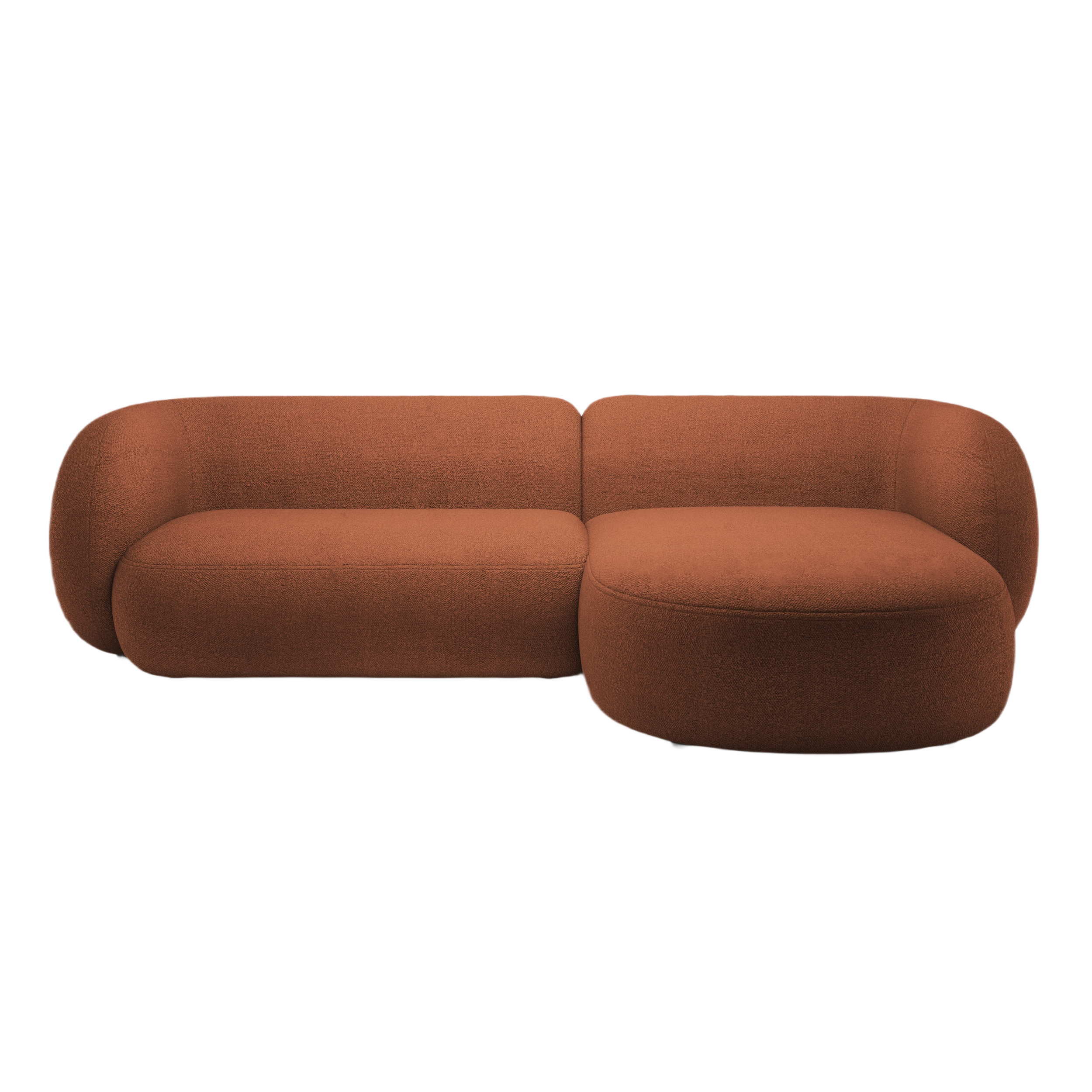 Rechtsseitige 3-Sitzer-Eckcouch KATE terracotta Boucle