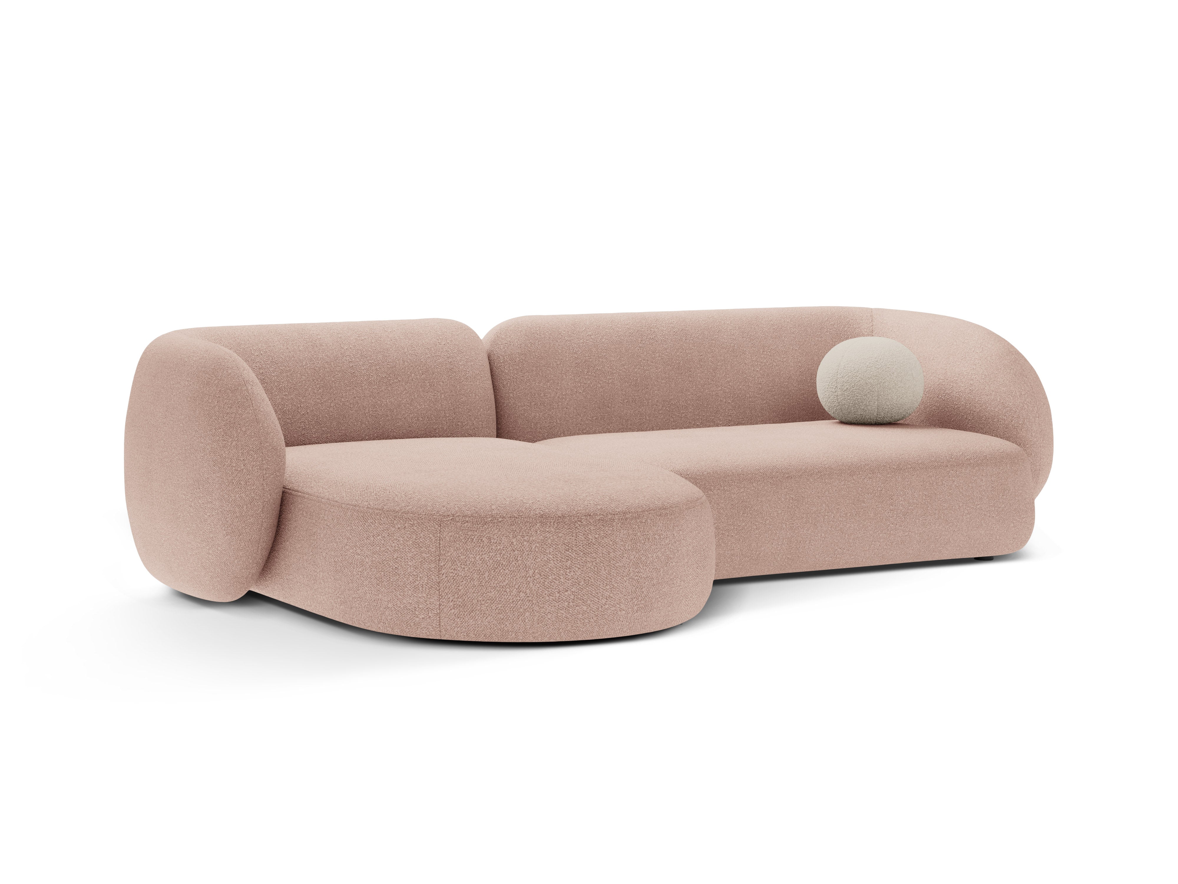 Linksseitiges 3-Sitzer-Sofa KATE in rosa Boucle