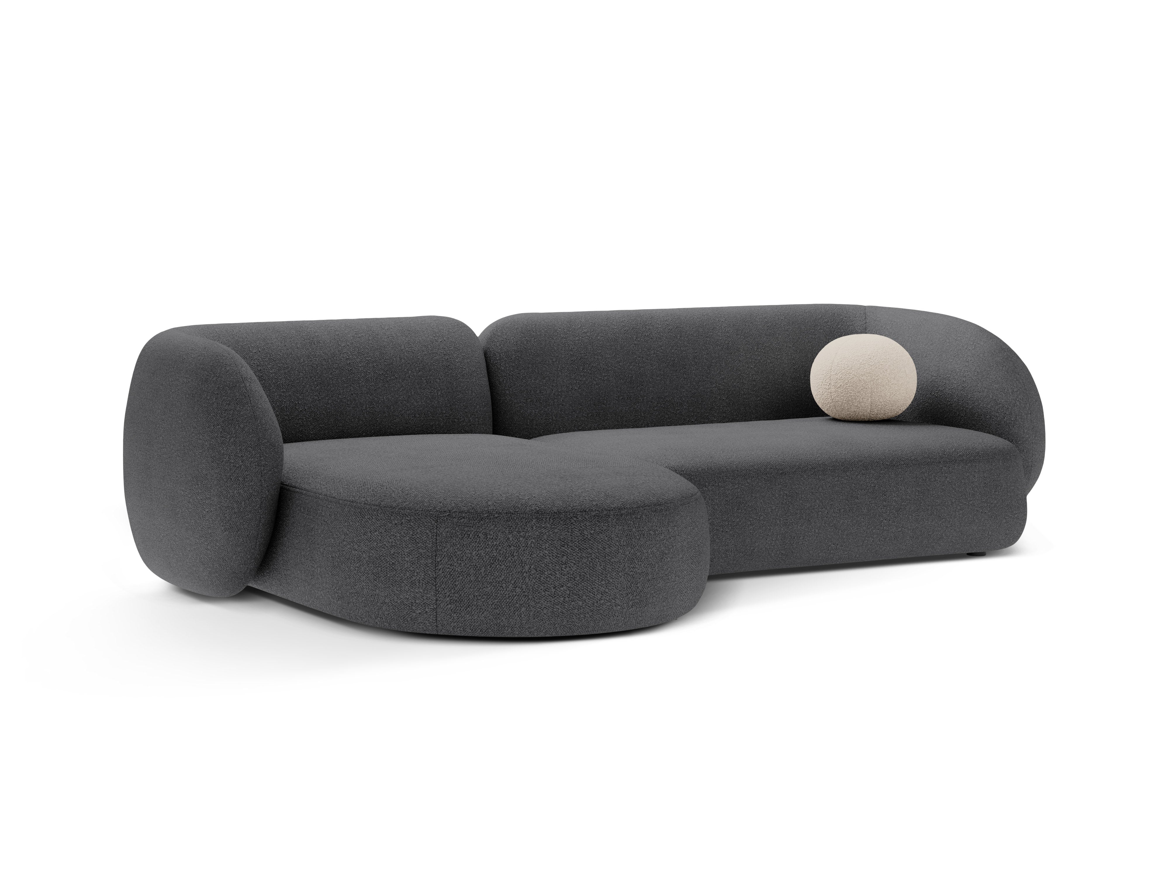 Linksseitiges 3-Sitzer-Sofa KATE dunkelgrau Boucle
