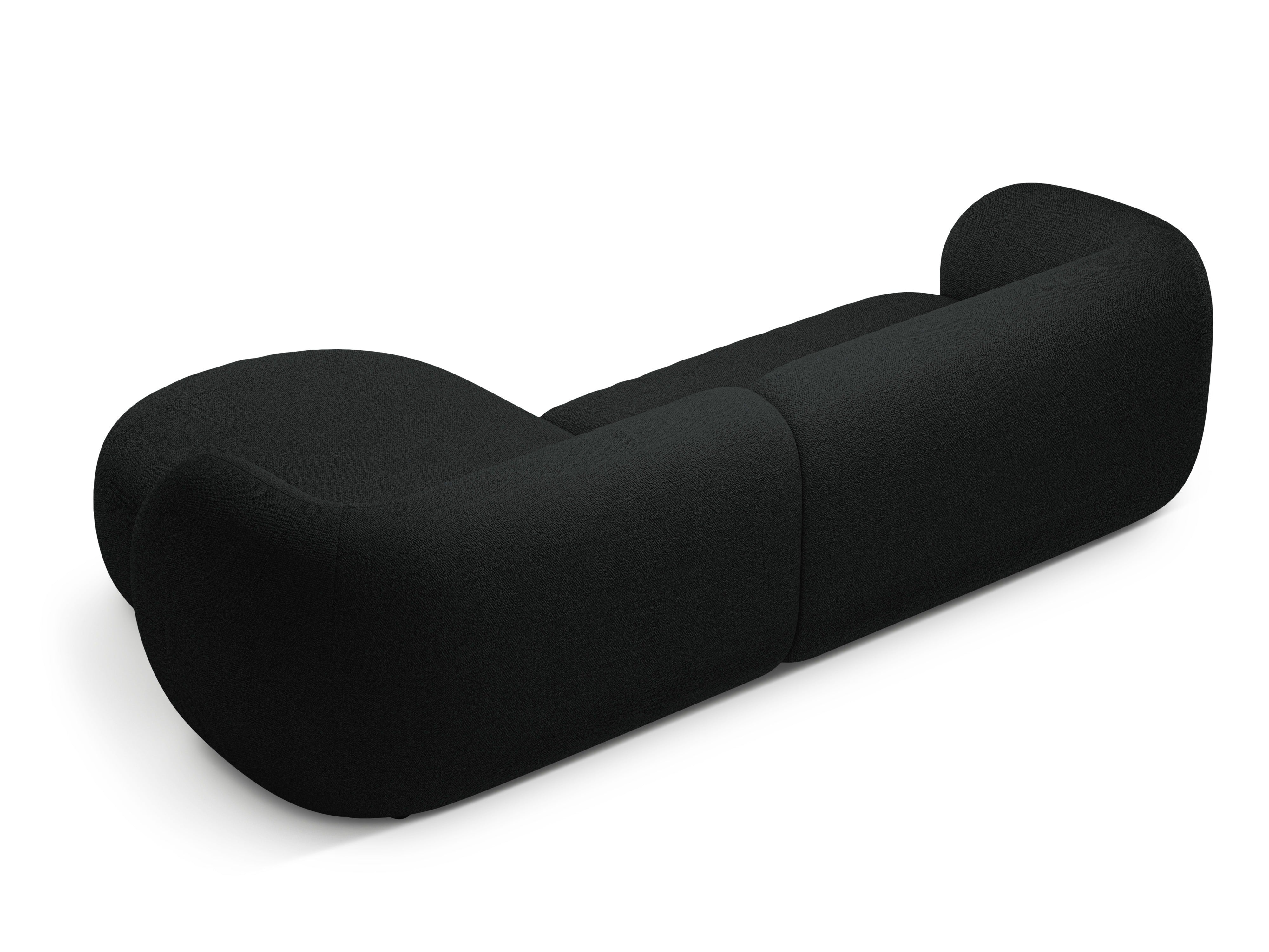 Right-facing 3-seater corner sofa KATE black boucle