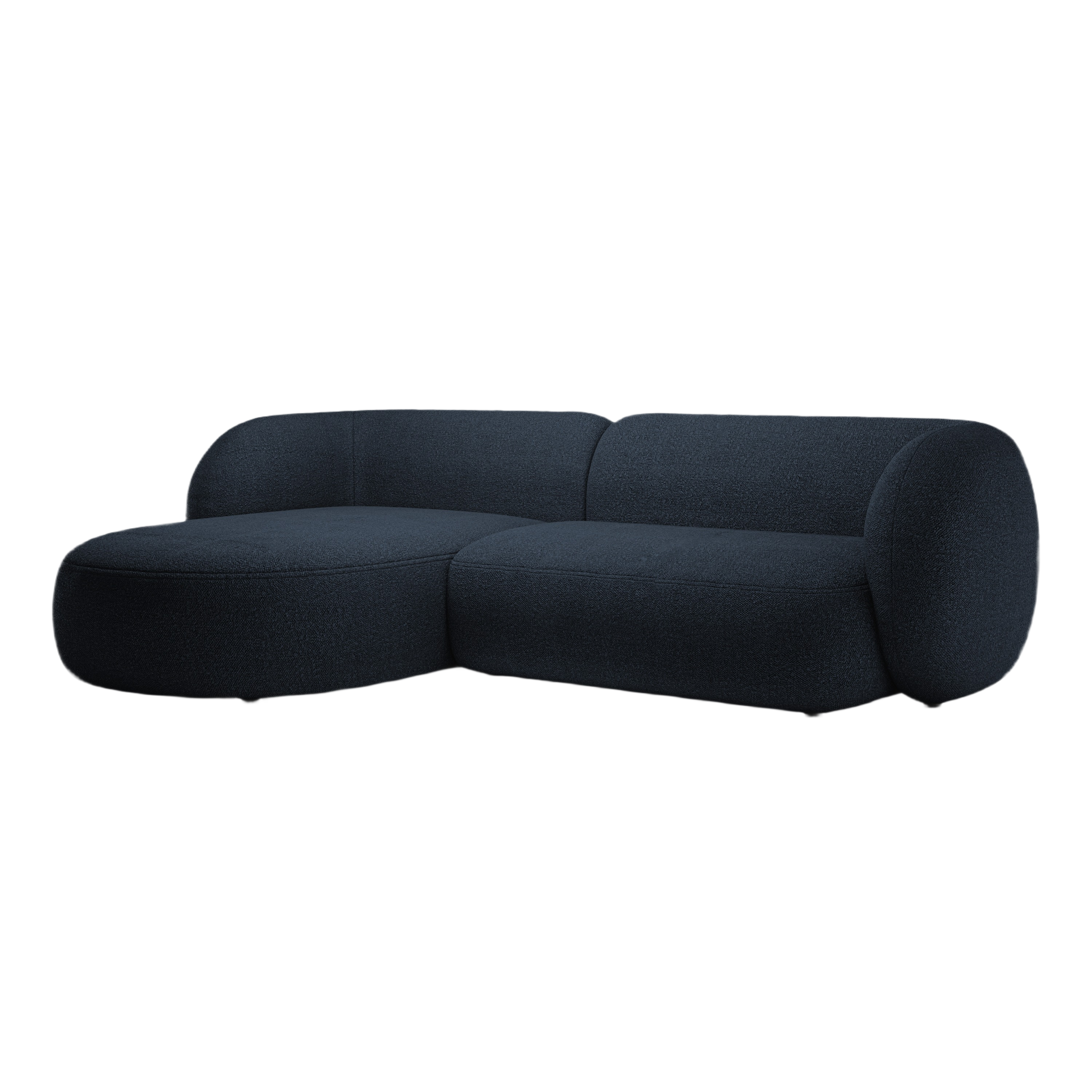 Left-facing 3-seater sofa KATE navy blue boucle