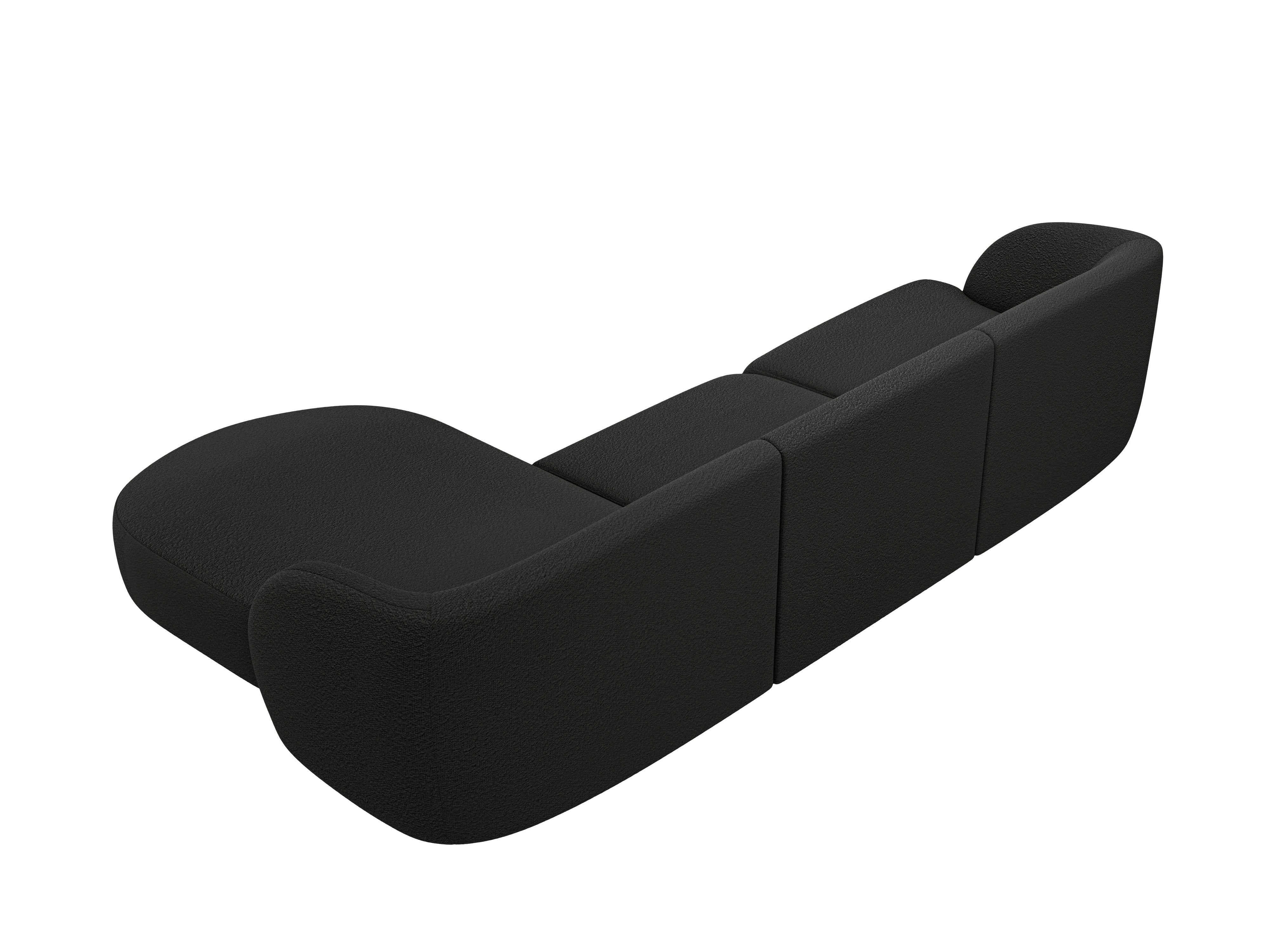 4-seater right-facing corner sofa MILEY black boucle
