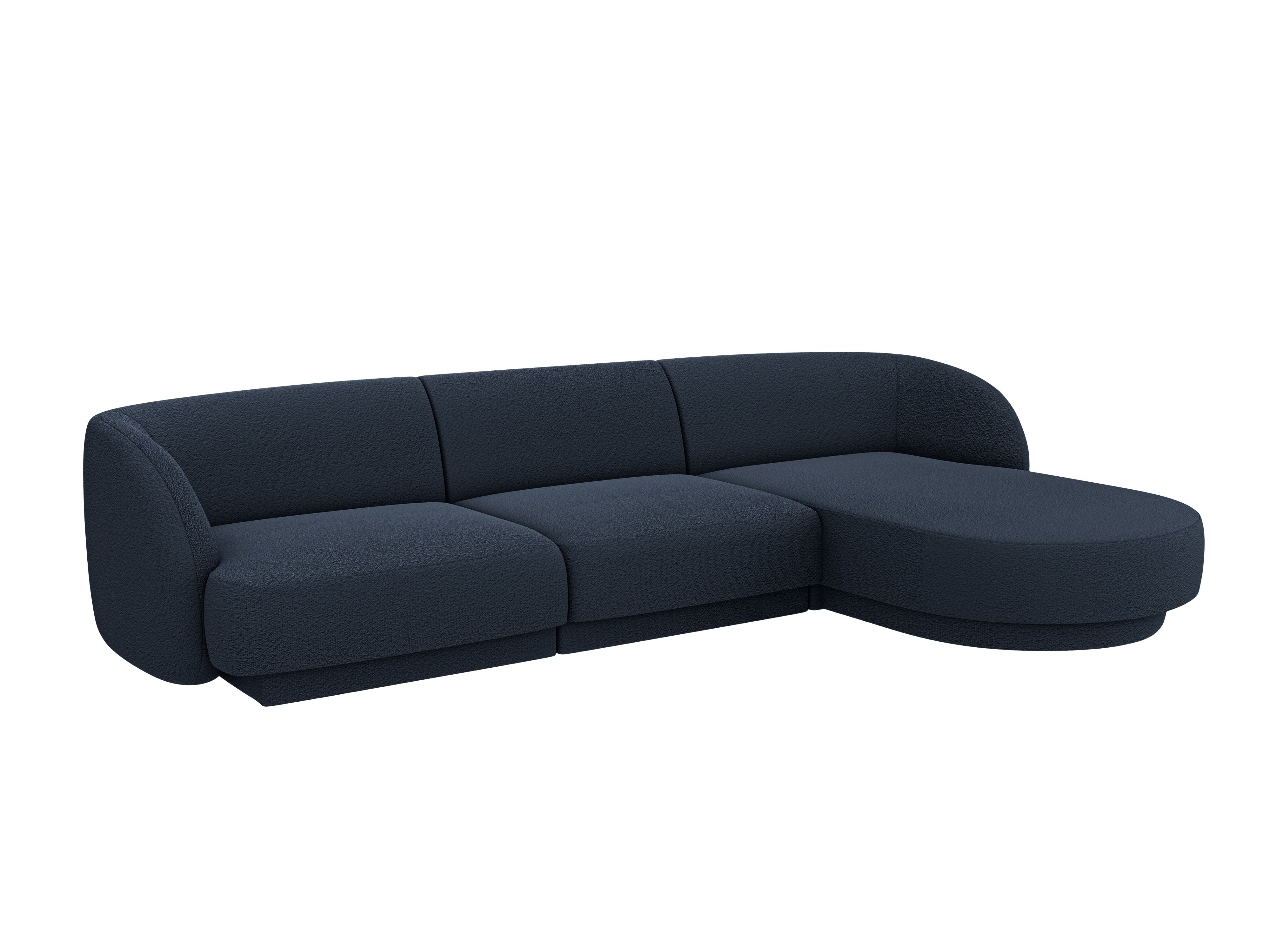 4-seater right-facing corner sofa MILEY dark blue boucle