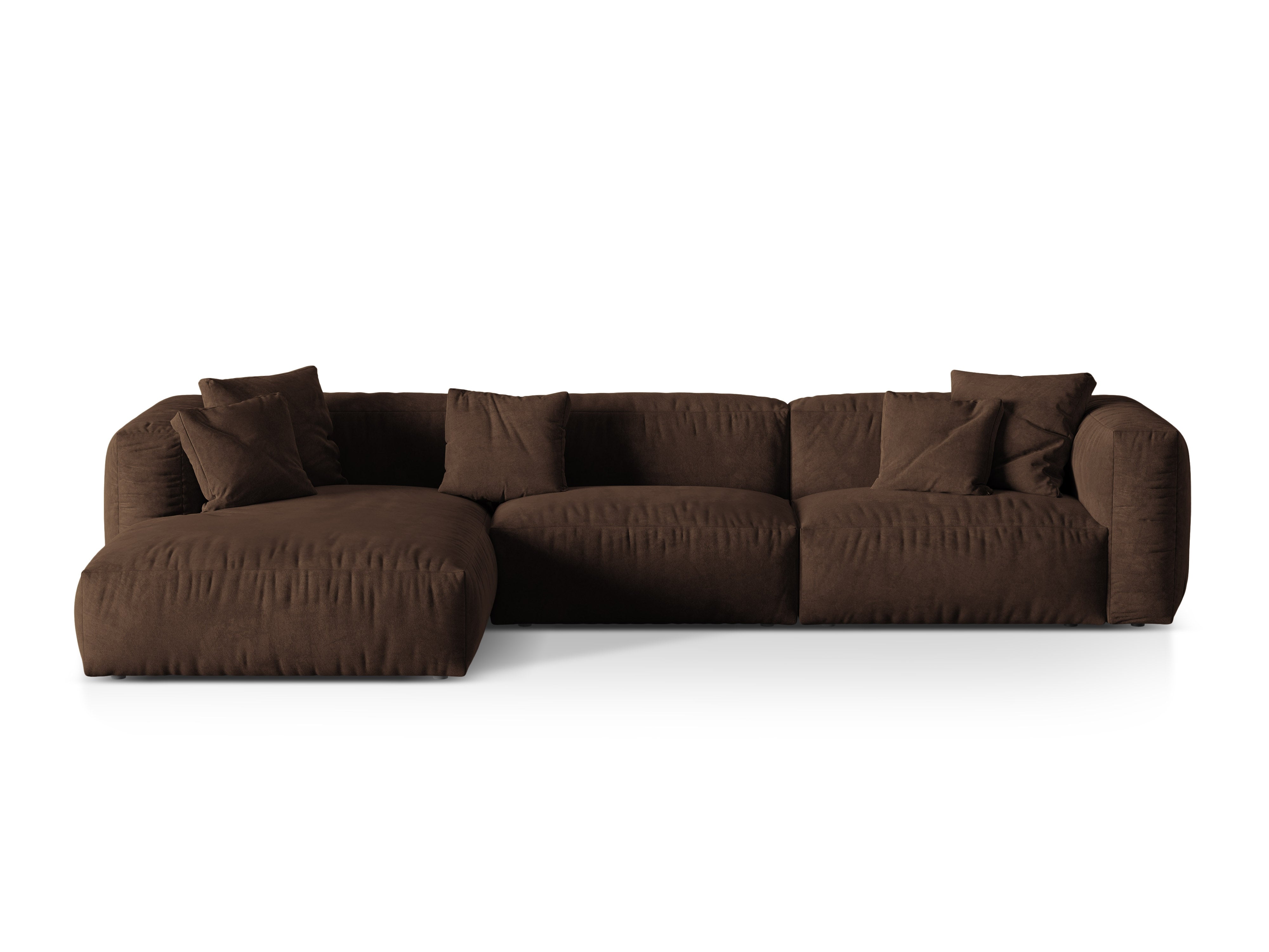 Ecksofa linksseitig, samtig, 3-sitzig MARTINA in Schokoladenfarbe