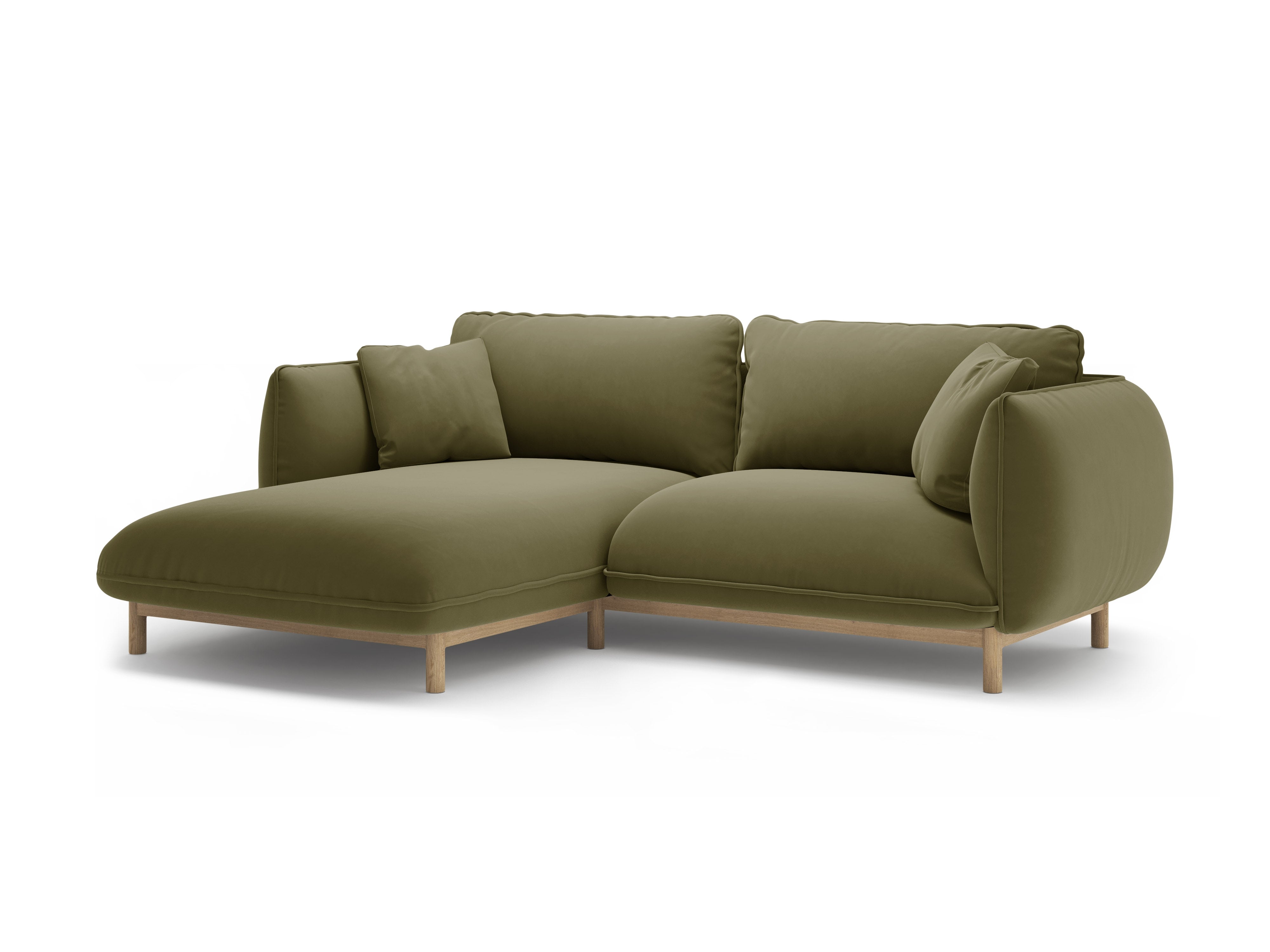 Left-facing velvet corner sofa ADA light green