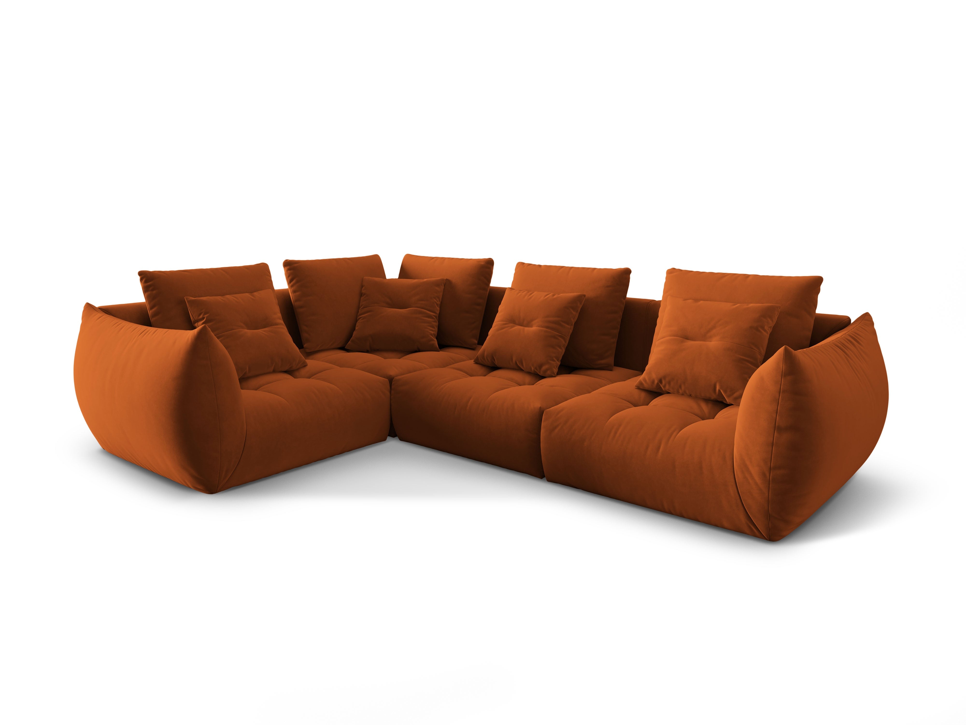 Modulares Samtsofa für 3 Personen links BLOOM terracotta