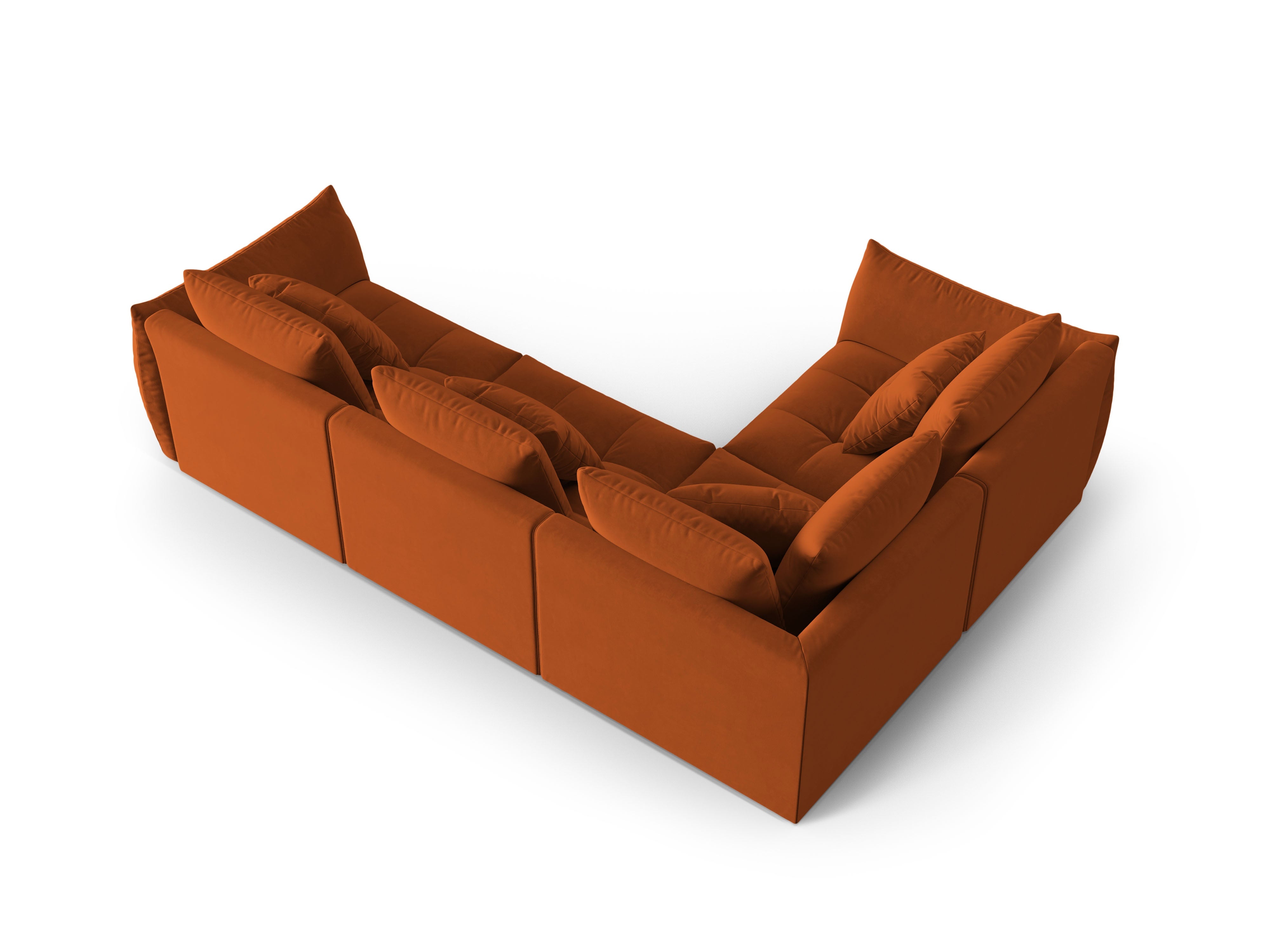 Modulares Samtsofa für 3 Personen links BLOOM terracotta