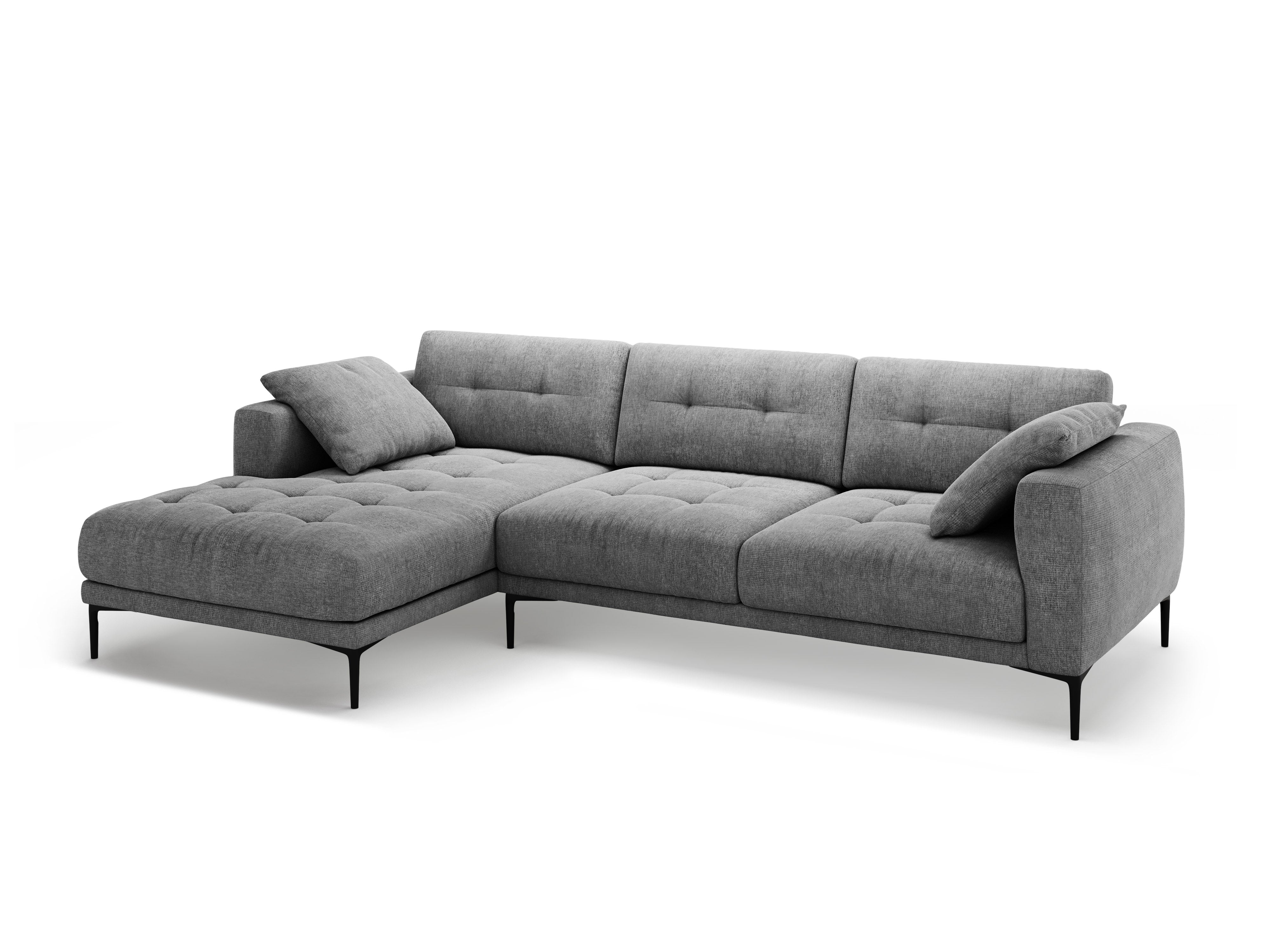 Left-sided corner sofa BEMY gray chenille