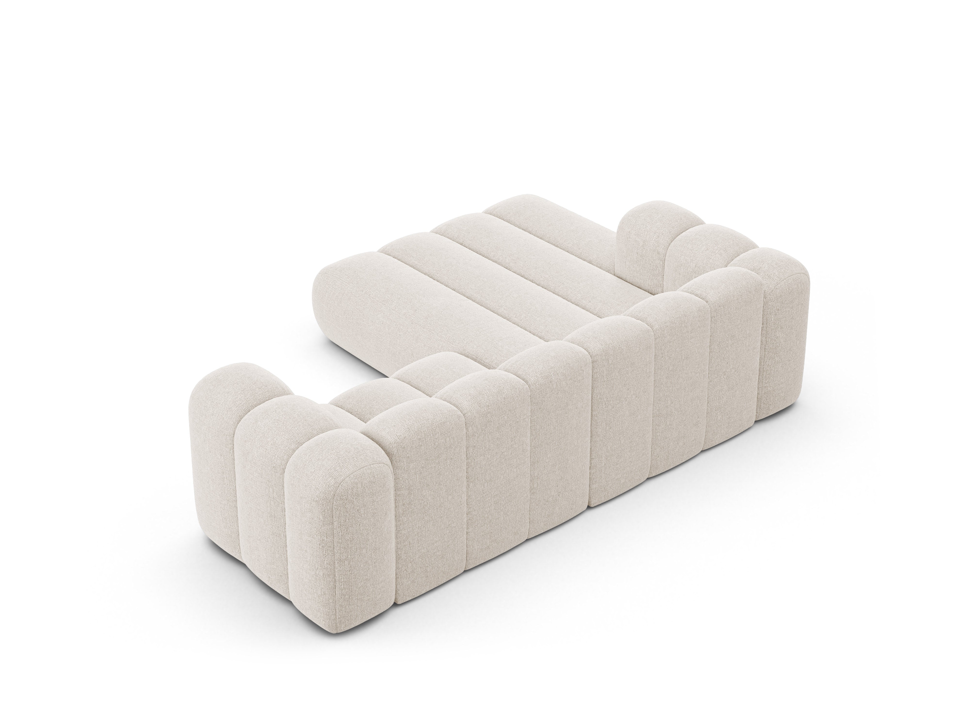 Left-facing 3-seater corner sofa LUPINE light beige chenille